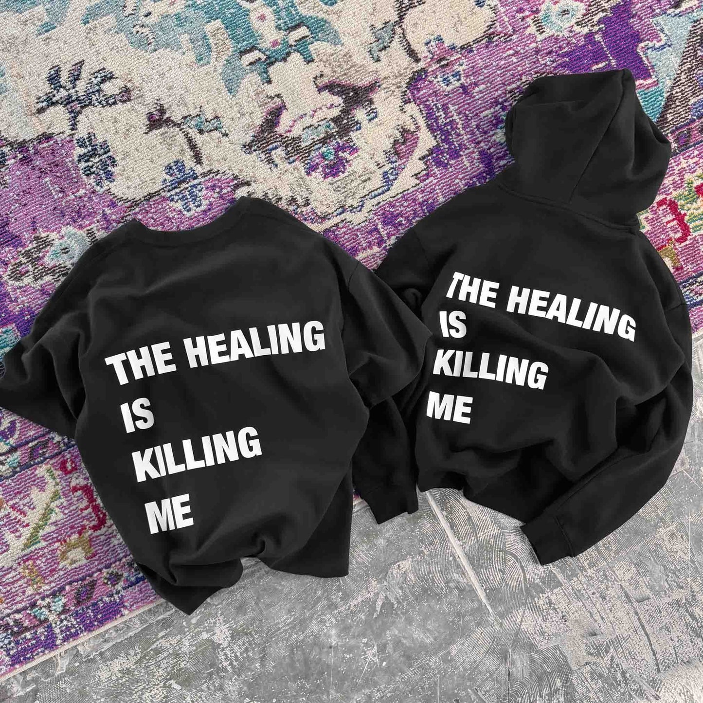 OVERSIZED LUX "THE HEALING" HOODIE - BLACK