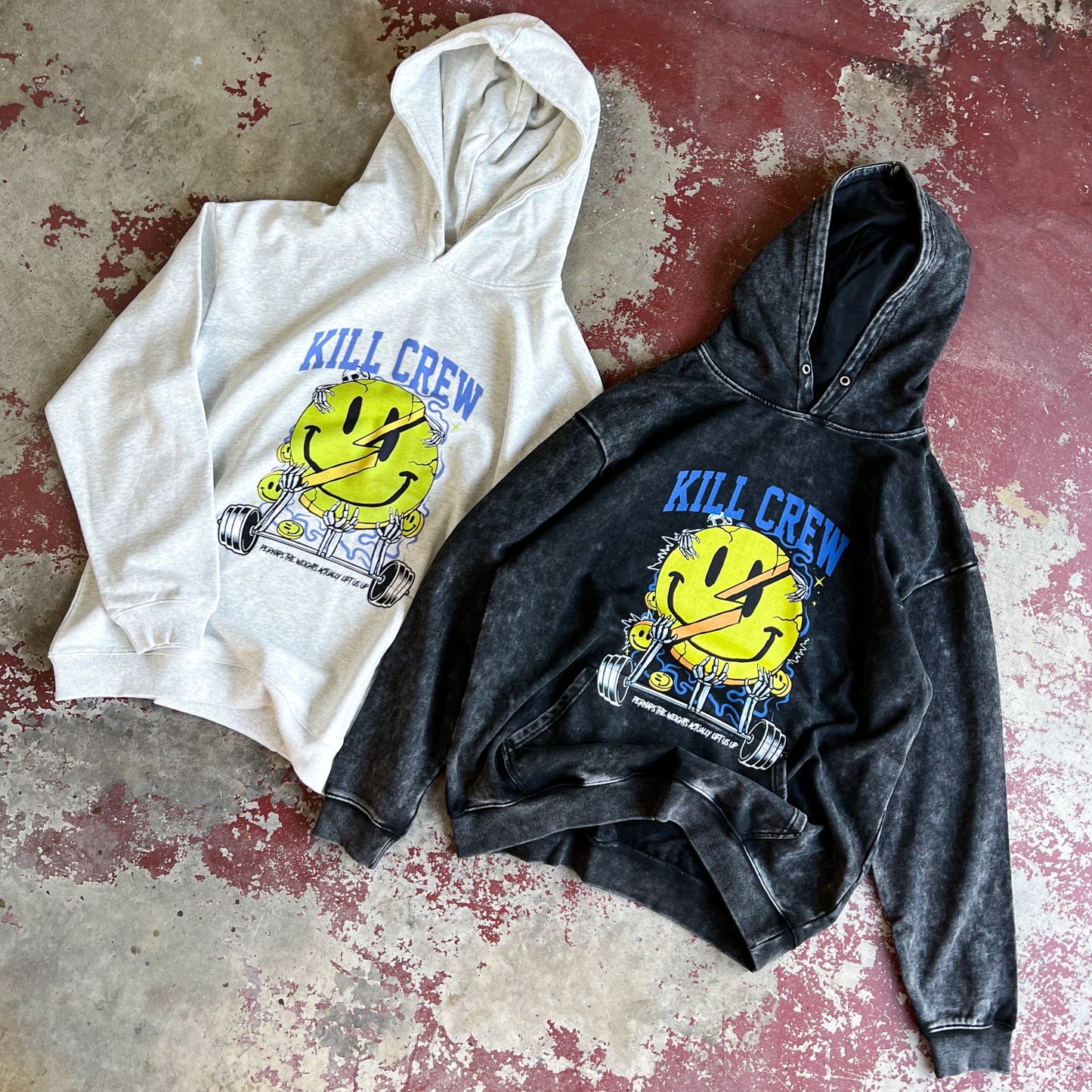 OVERSIZED LUX "WEIGHTS LIFT US UP" HOODIE - GREY