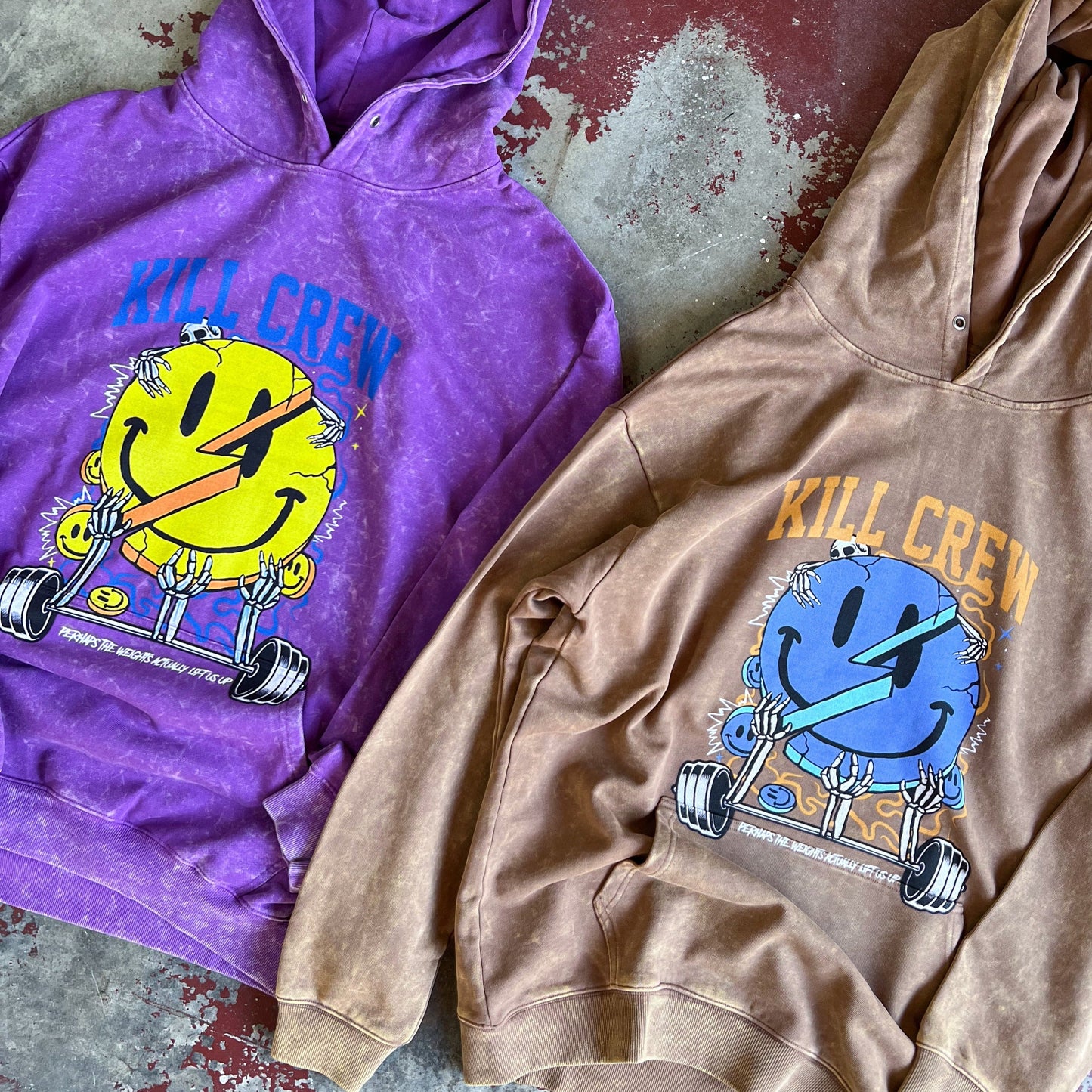 OVERSIZED LUX "WEIGHTS LIFT US UP" HOODIE - BROWN