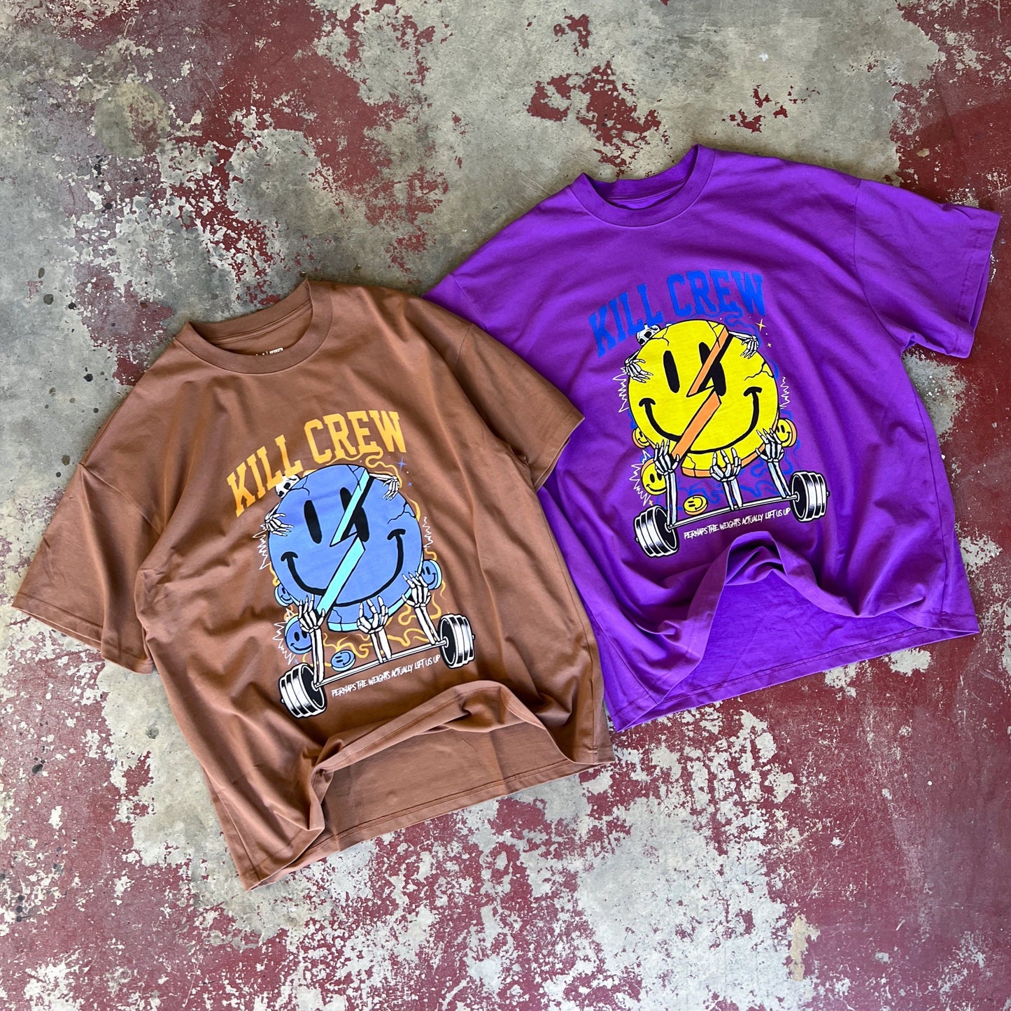 OVERSIZED "WEIGHTS LIFT US UP" T-SHIRT - PURPLE