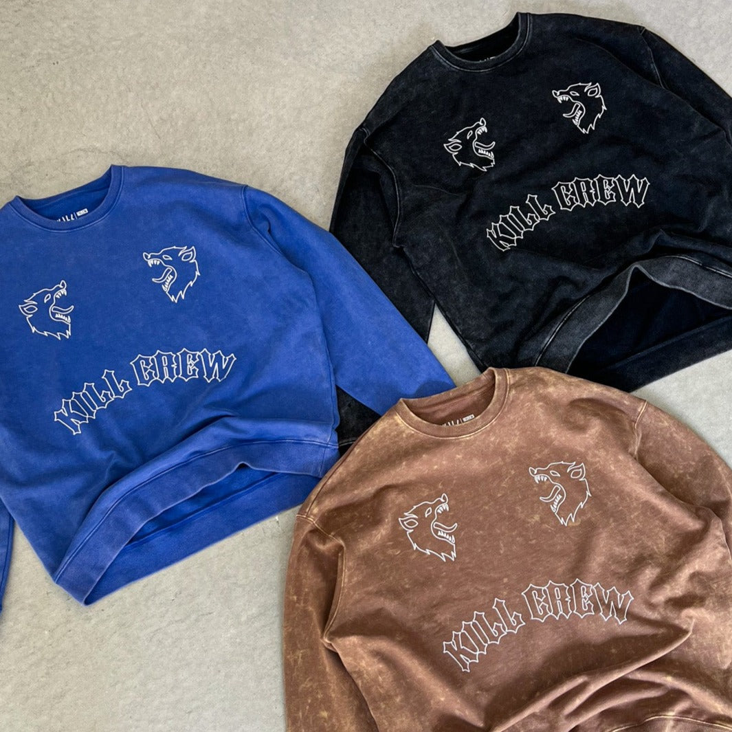 HEAVYWEIGHT LUX "TWO WOLVES" CREW NECK - BLUE