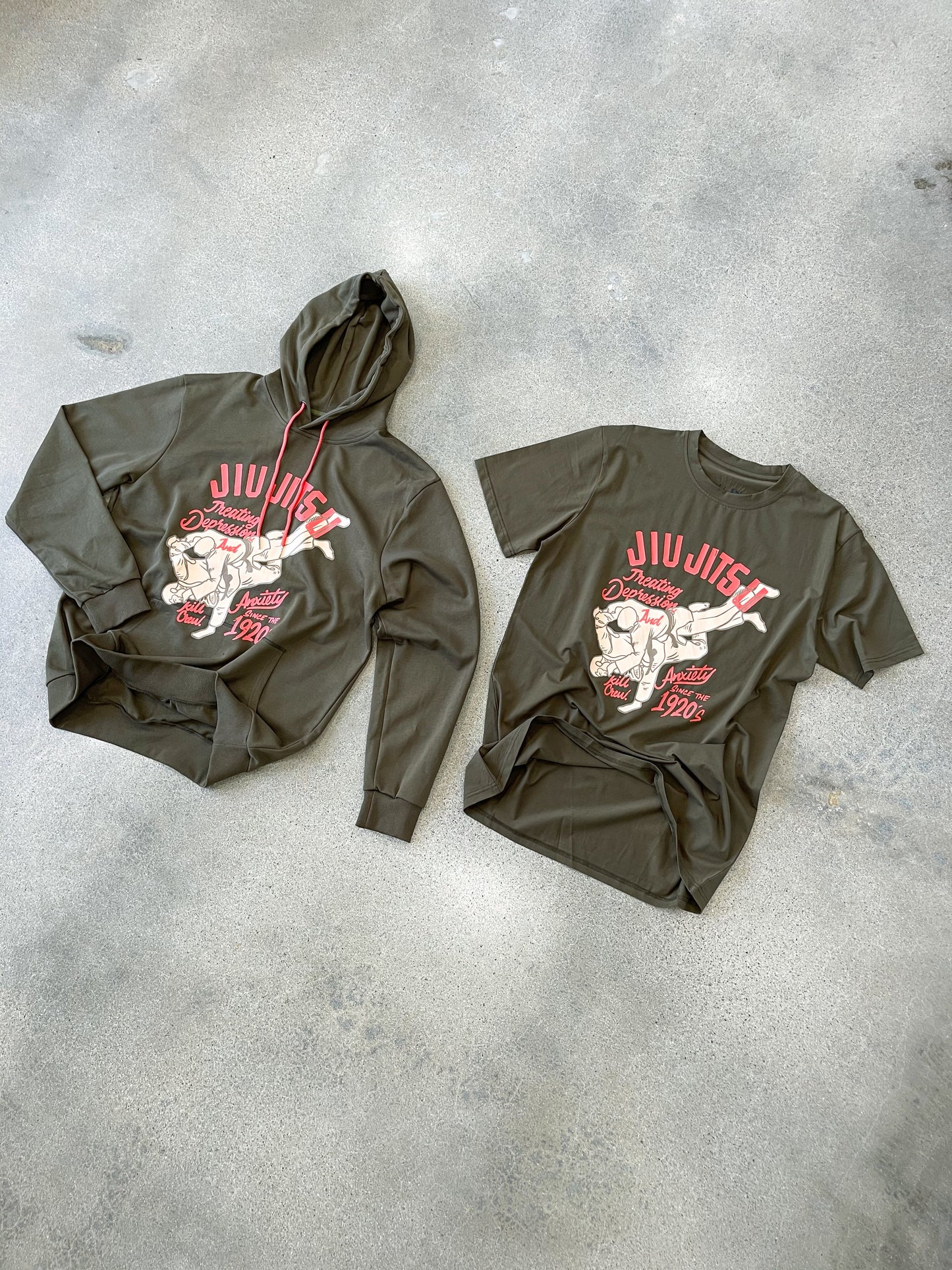 JIU JITSU DEPRESSION HOODIE - OLIVE