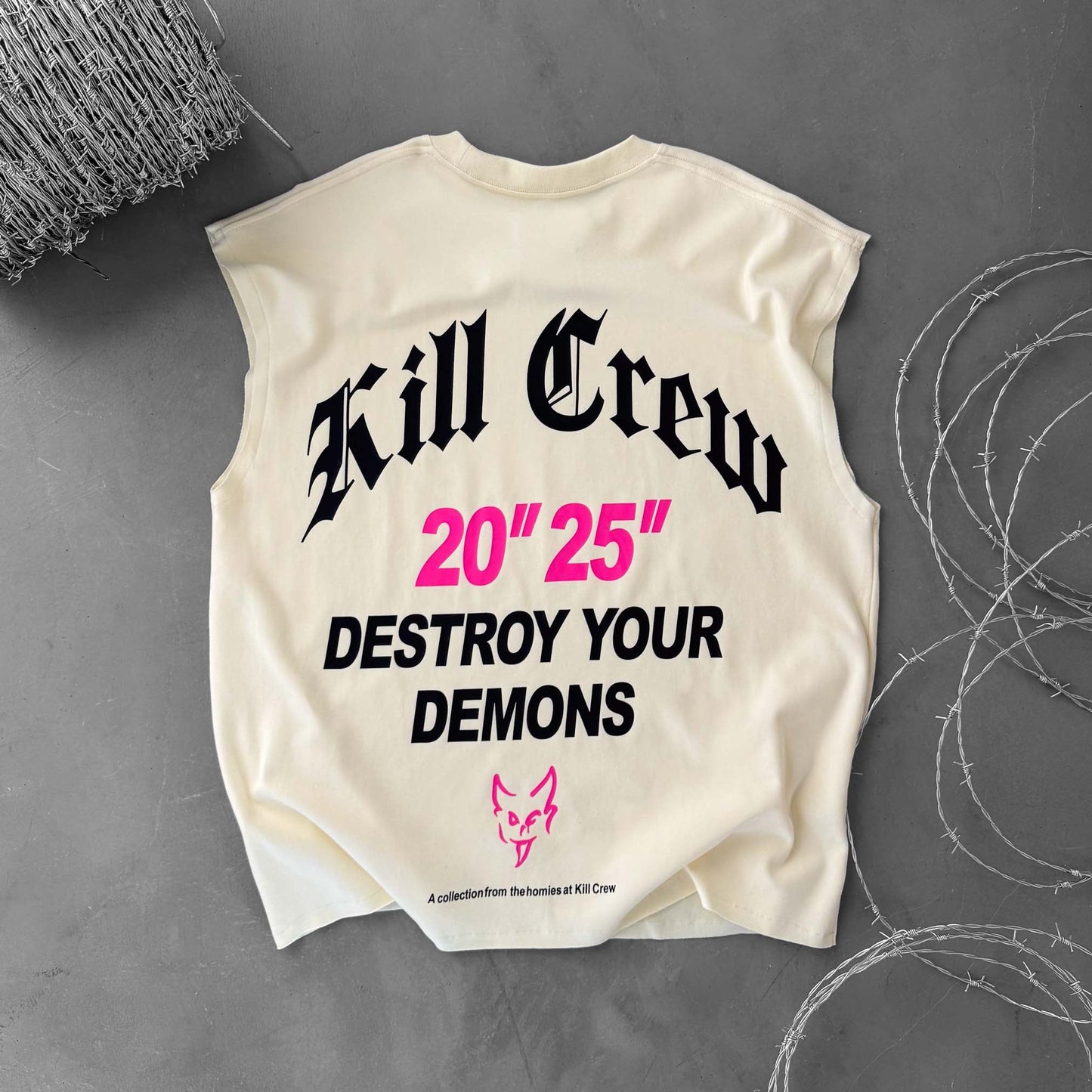 NATURAL COTTON CUTOFF "DESTROY" - CREAM