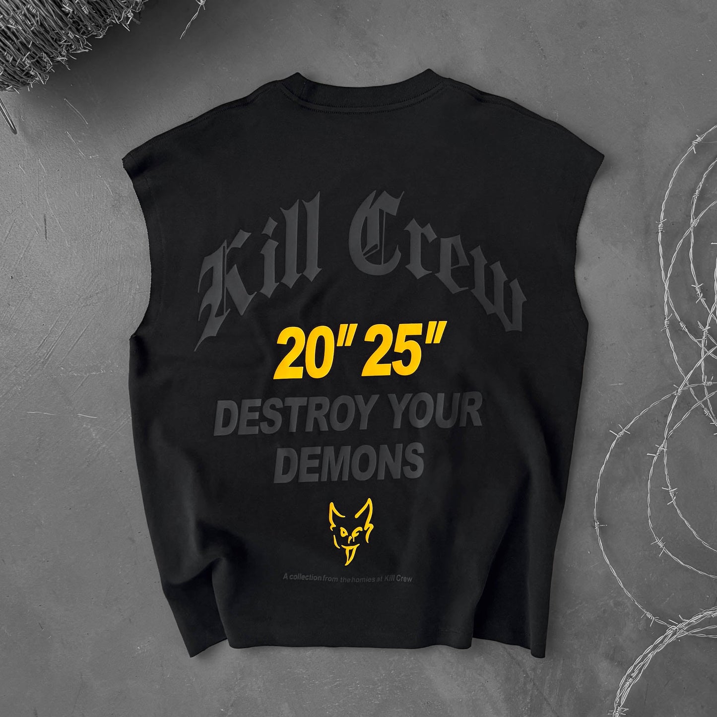 NATURAL COTTON CUTOFF "DESTROY" - BLACK