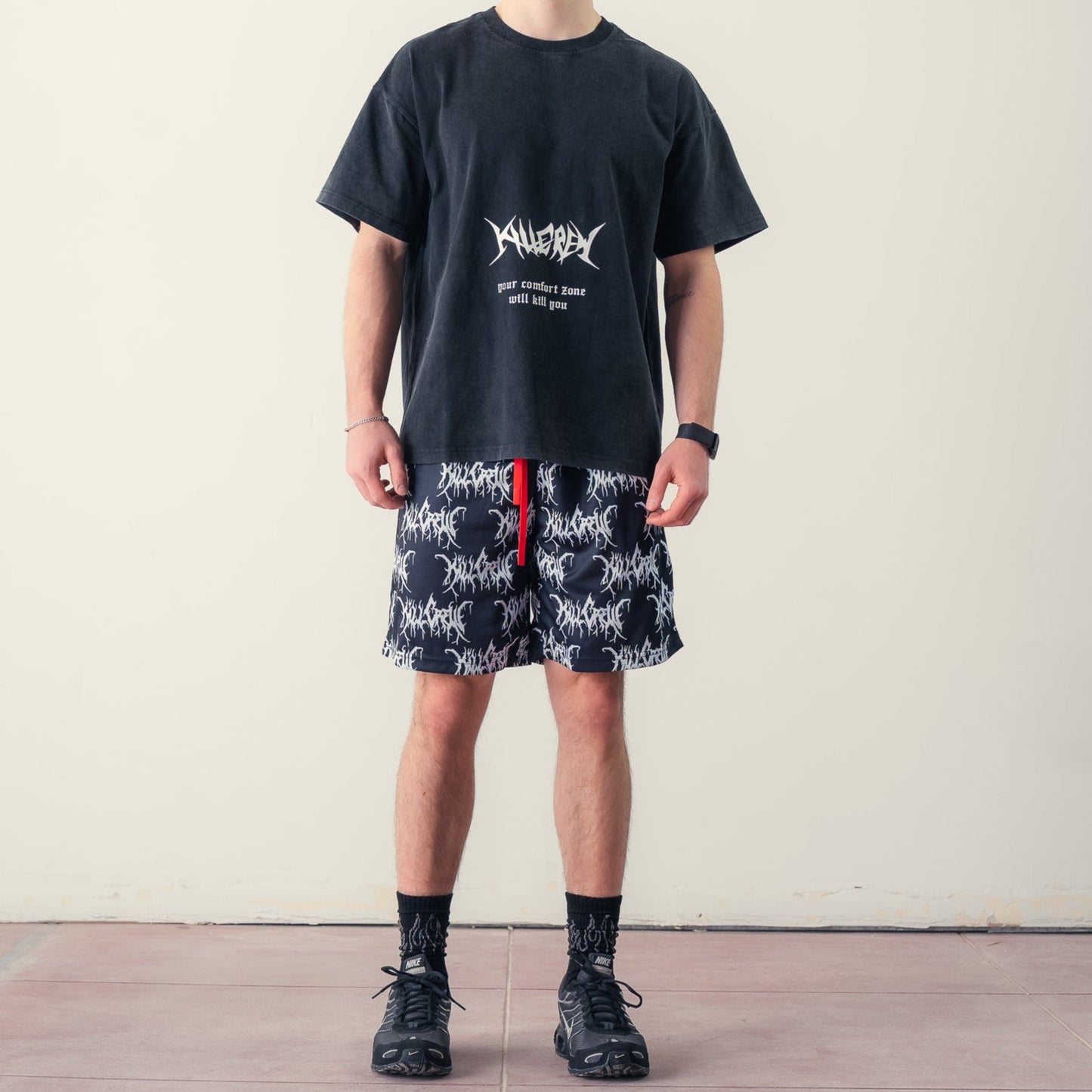 KILL CREW ALL OVER SHORTS (RELAXED CUT) - BLACK / WHITE