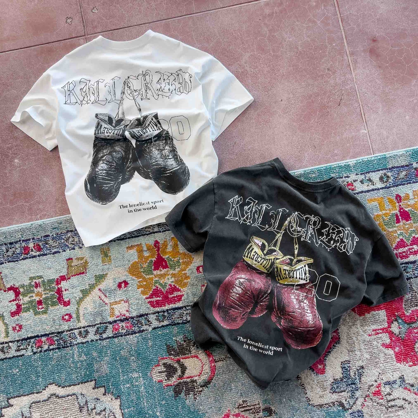 RELAXED FIT LUX "VINTAGE BOXING" T-SHIRT - WHITE