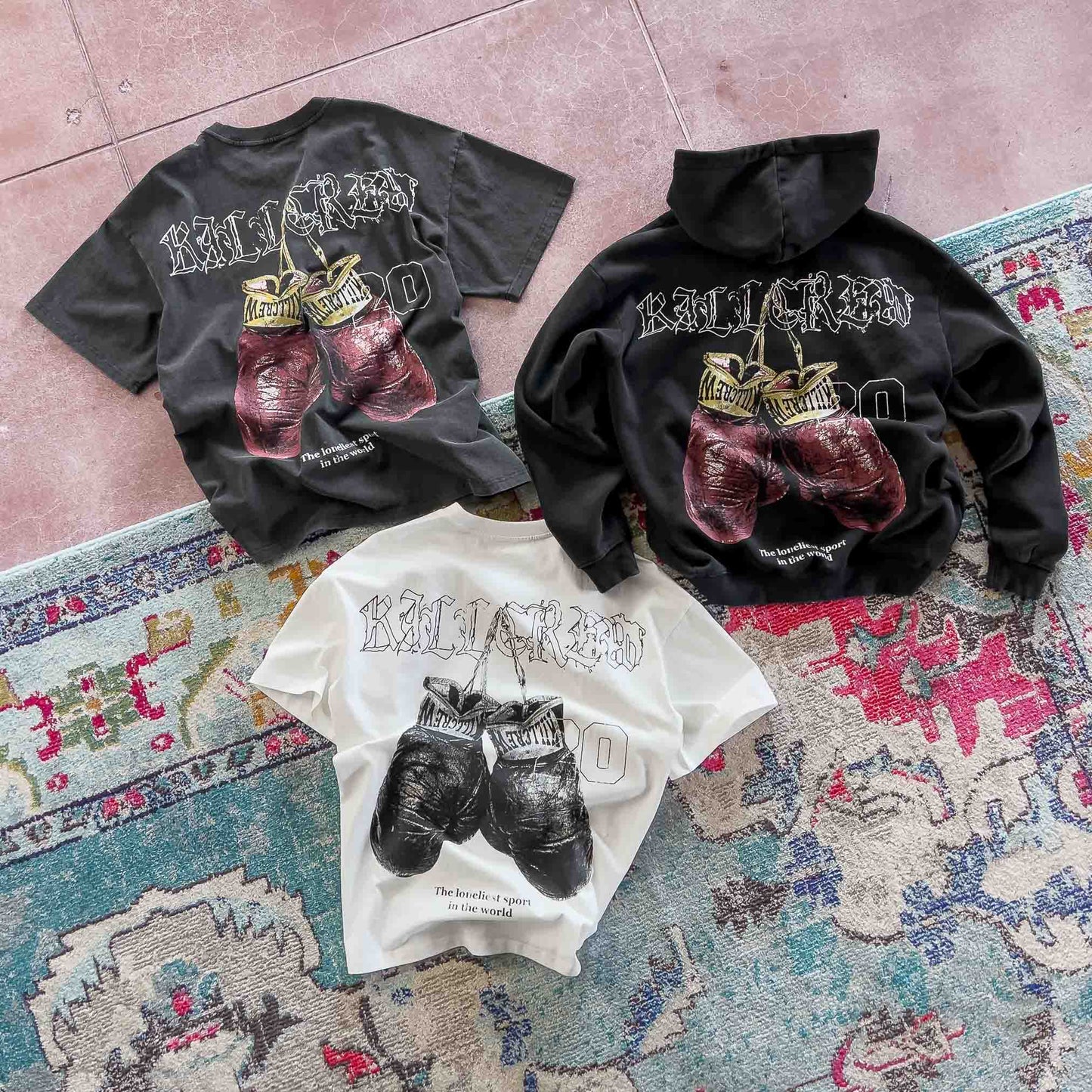 OVERSIZED LUX "VINTAGE BOXING" HOODIE - BLACK