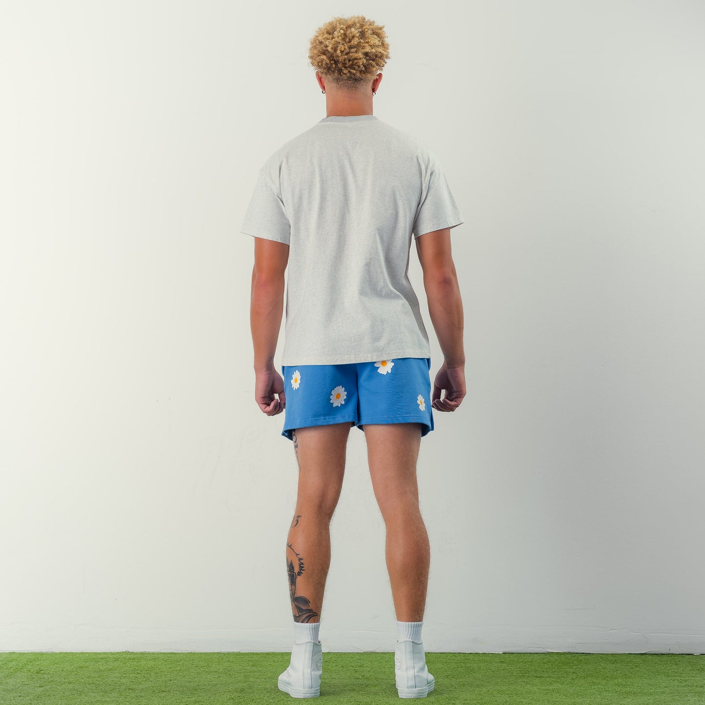 COTTON SHORTS (MID THIGH CUT) DAISY - BLUE