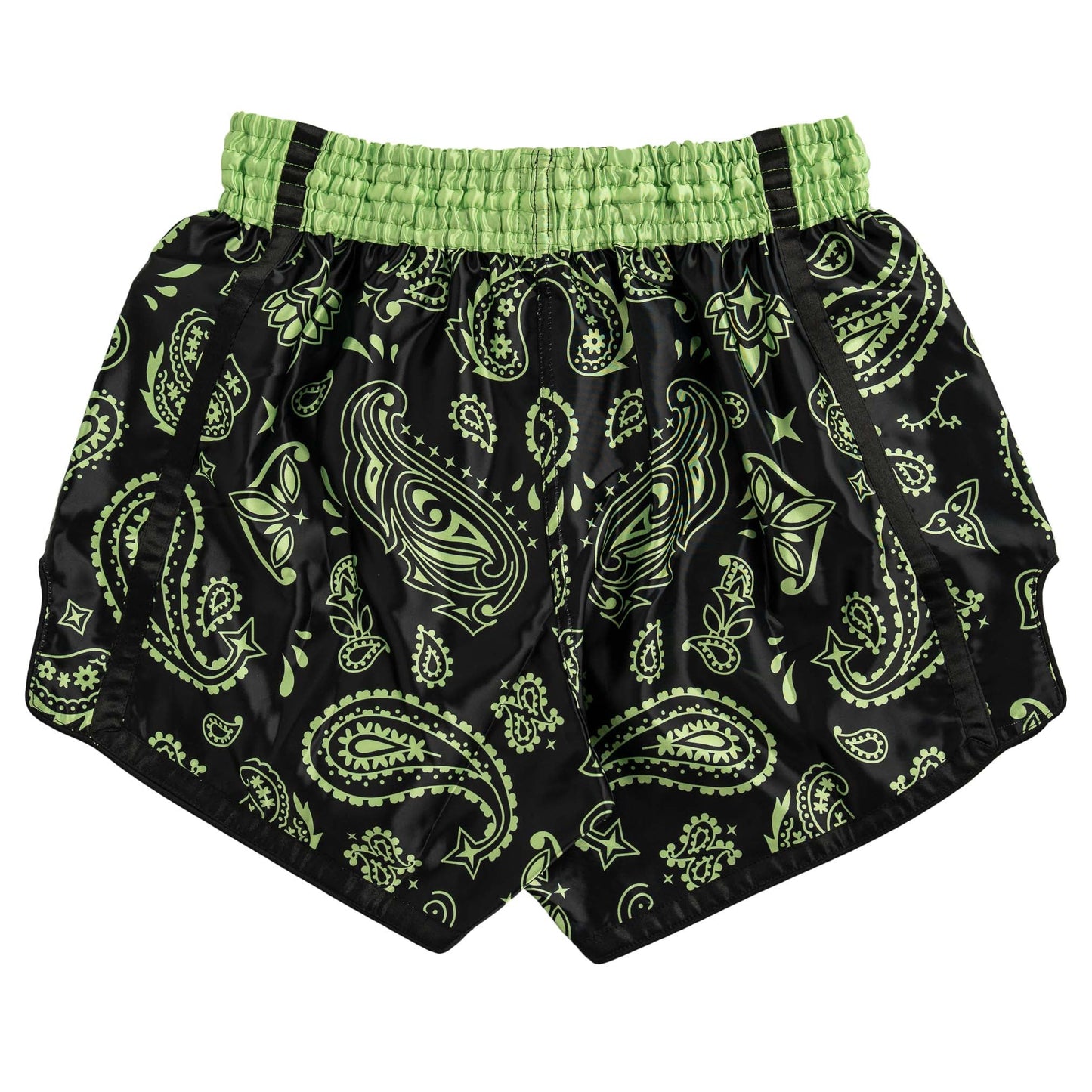 BANDANA FIGHT SHORTS - BLACK / NEON GREEN