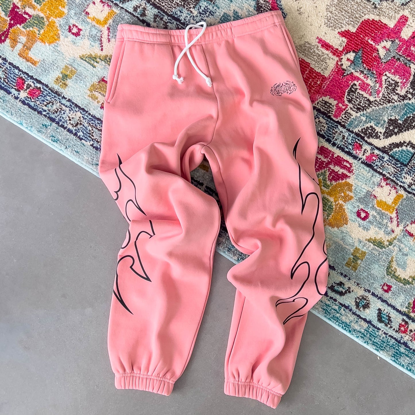 OVERSIZED LUX "TRIBAL" SWEATPANTS - PINK / BLACK
