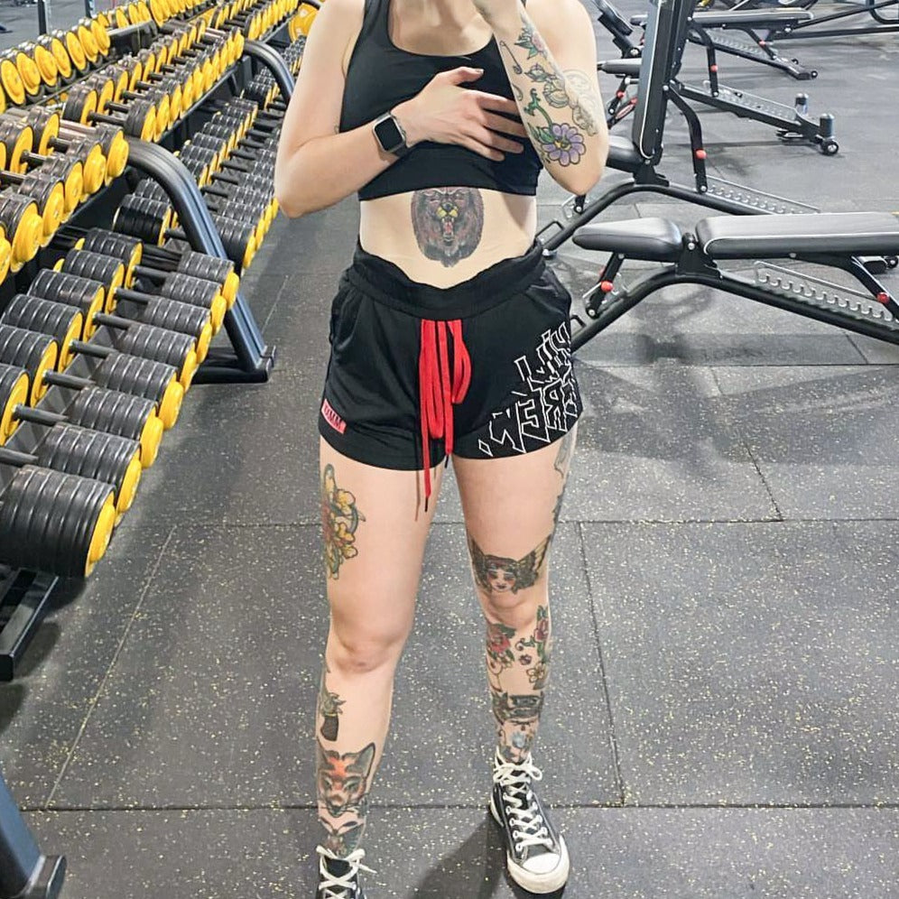 MUAY THAI SHORTS (MID THIGH CUT) - BLACK