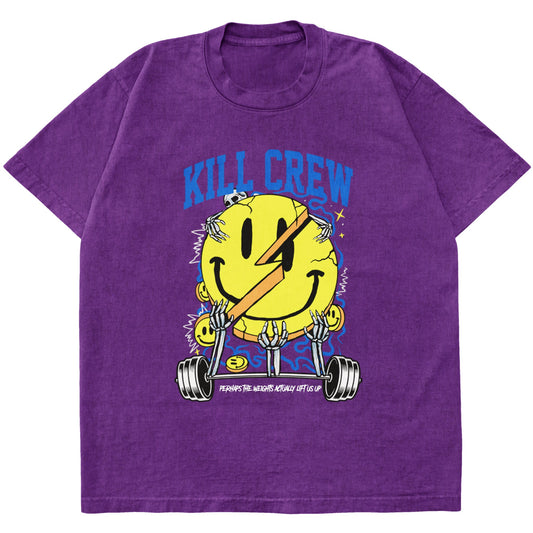 OVERSIZED "WEIGHTS LIFT US UP" T-SHIRT - PURPLE