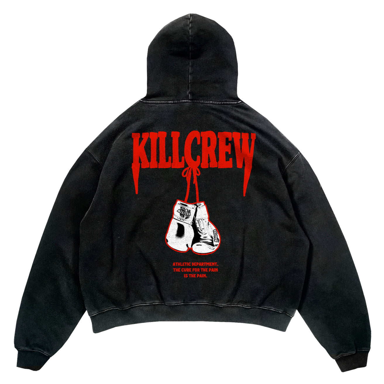 OVERSIZED LUX "ATHLETIC DEPARTMENT" HOODIE - BLACK