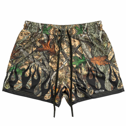 MUAY THAI SHORTS (MID THIGH CUT) WILDFIRE - BLACK