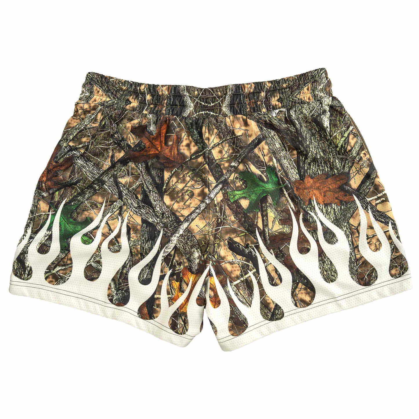 MUAY THAI SHORTS (MID THIGH CUT) WILDFIRE - WHITE