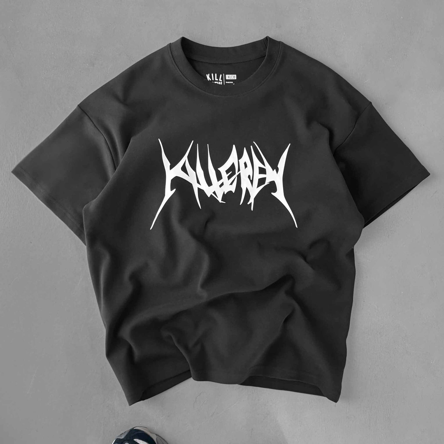 RELAXED FIT NATURAL COTTON "BUILT TO DESTROY" T-SHIRT - BLACK / WHITE