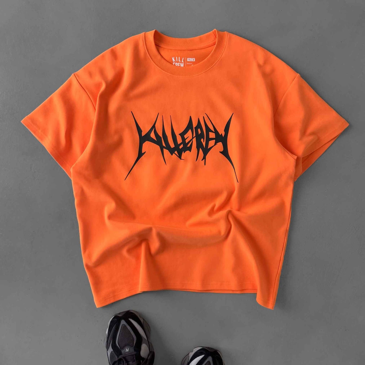 RELAXED FIT NATURAL COTTON "BUILT TO DESTROY" T-SHIRT - ORANGE