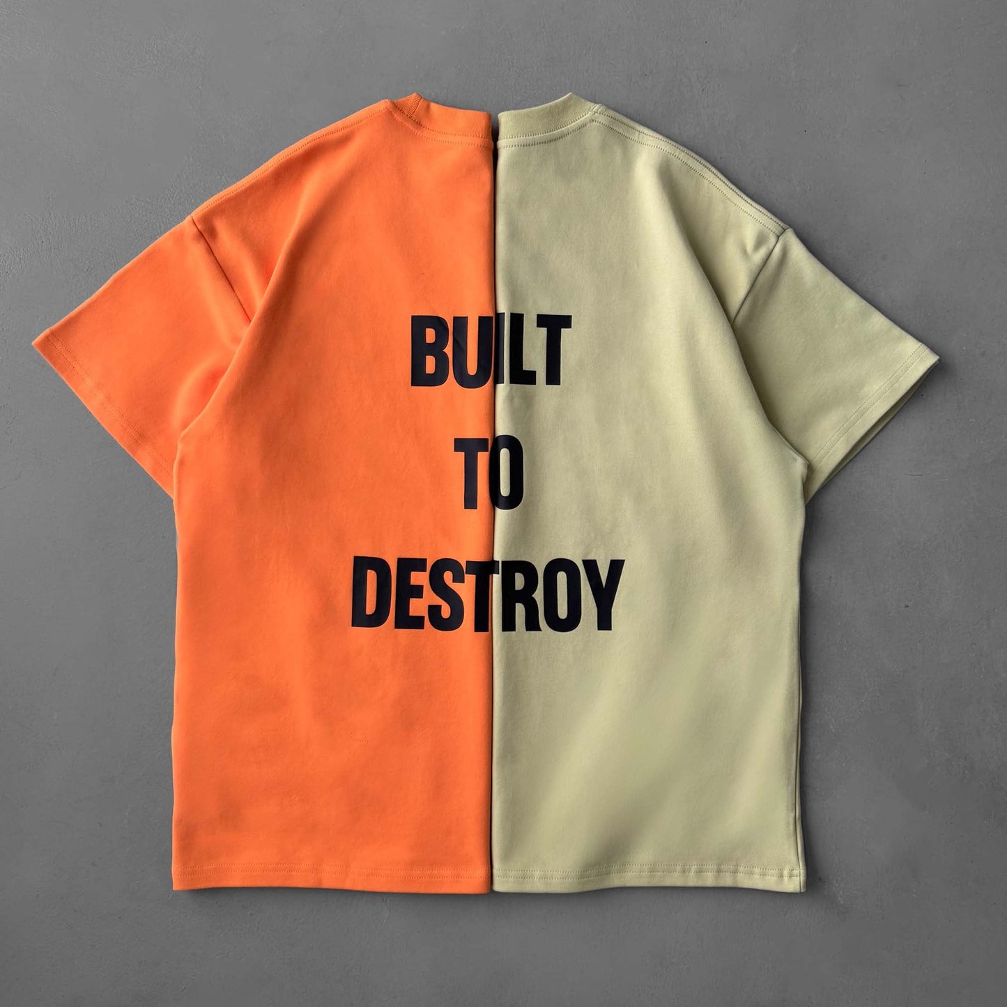 RELAXED FIT NATURAL COTTON "BUILT TO DESTROY" T-SHIRT - ORANGE
