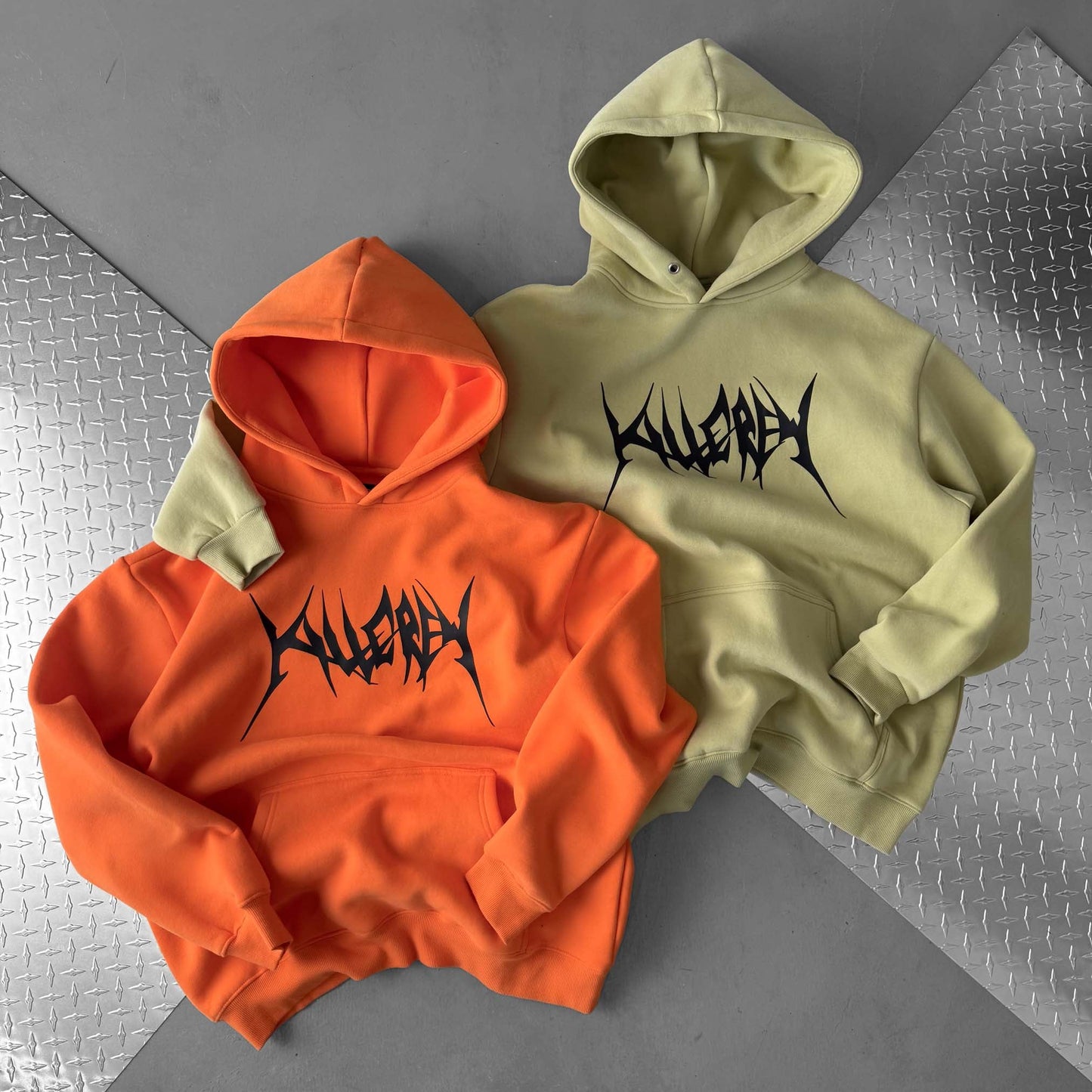 OVERSIZED LUX HOODIE "BUILT TO DESTROY" HOODIE - GREEN / BLACK