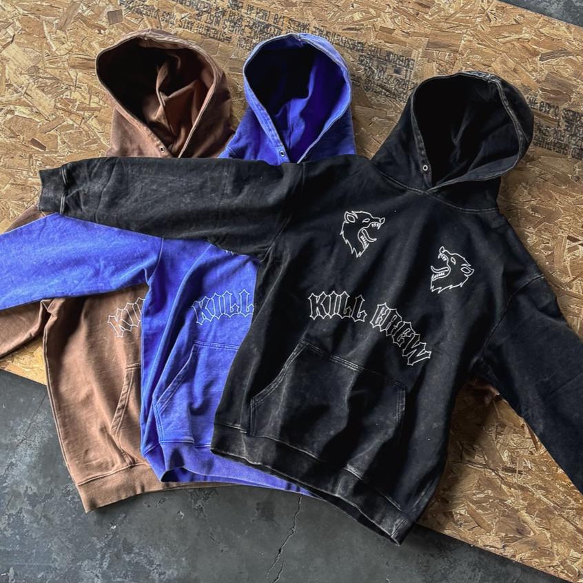 OVERSIZED LUX "TWO WOLVES" HOODIE - BROWN