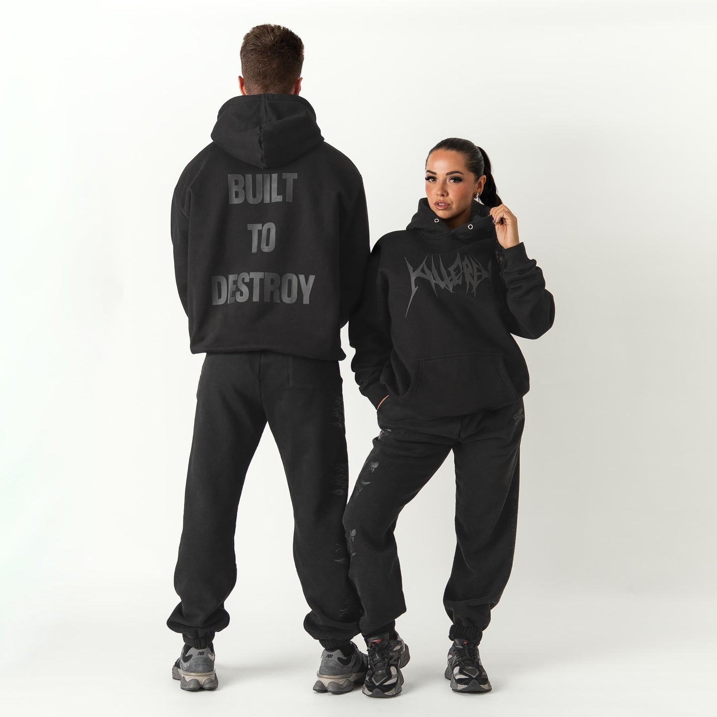 OVERSIZED LUX HOODIE "BUILT TO DESTROY" HOODIE - BLACKOUT