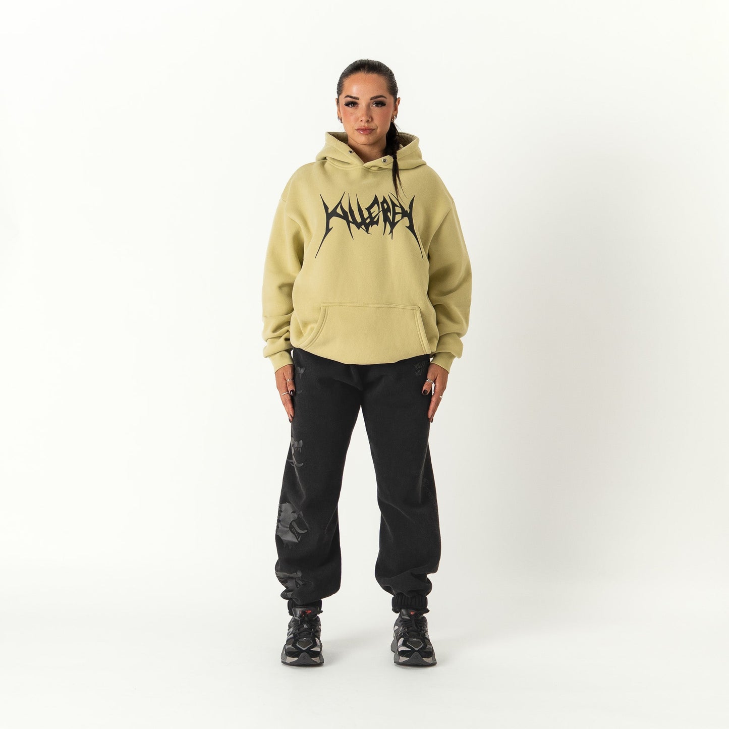 OVERSIZED LUX HOODIE "BUILT TO DESTROY" HOODIE - GREEN / BLACK