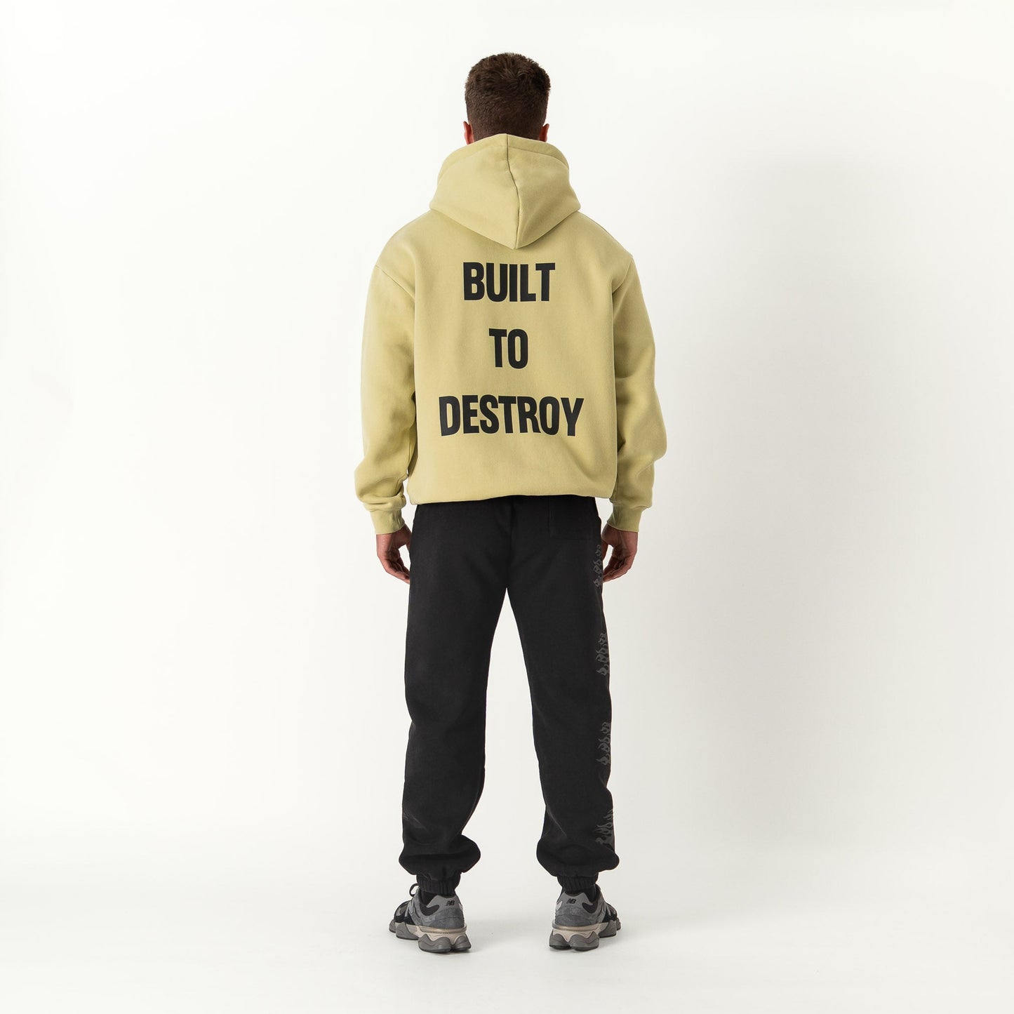 OVERSIZED LUX HOODIE "BUILT TO DESTROY" HOODIE - GREEN / BLACK