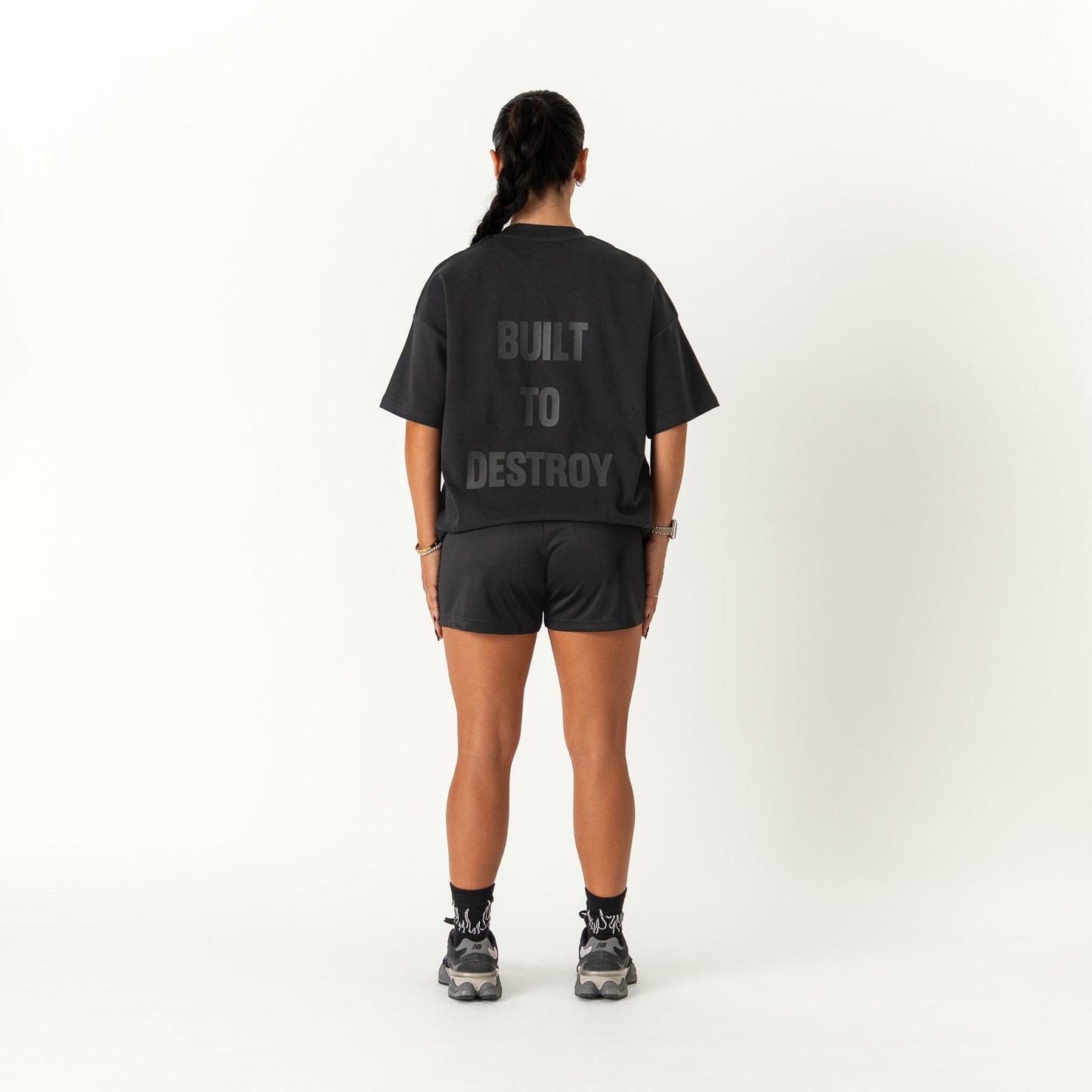 RELAXED FIT NATURAL COTTON "BUILT TO DESTROY" T-SHIRT - BLACKOUT