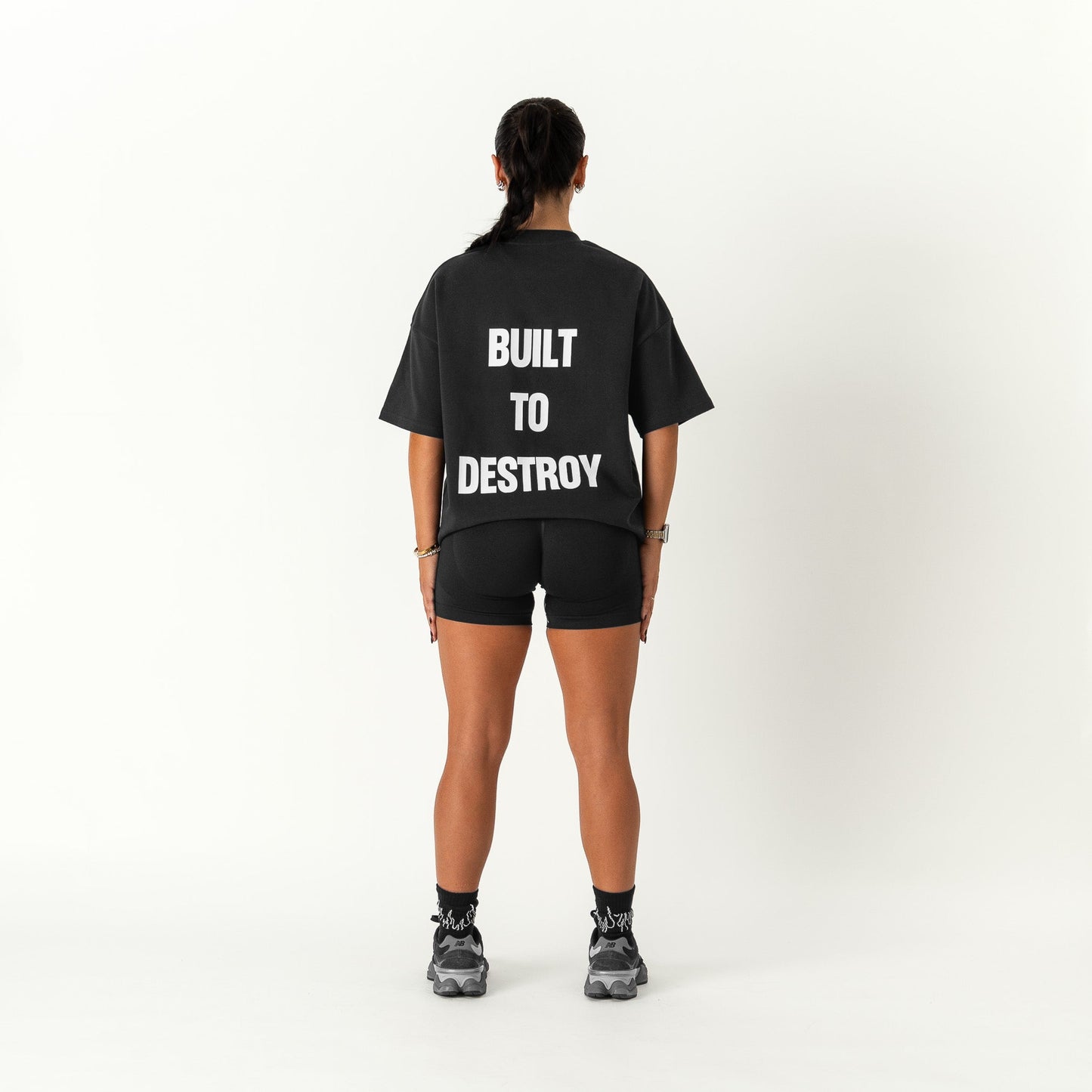 RELAXED FIT NATURAL COTTON "BUILT TO DESTROY" T-SHIRT - BLACK / WHITE