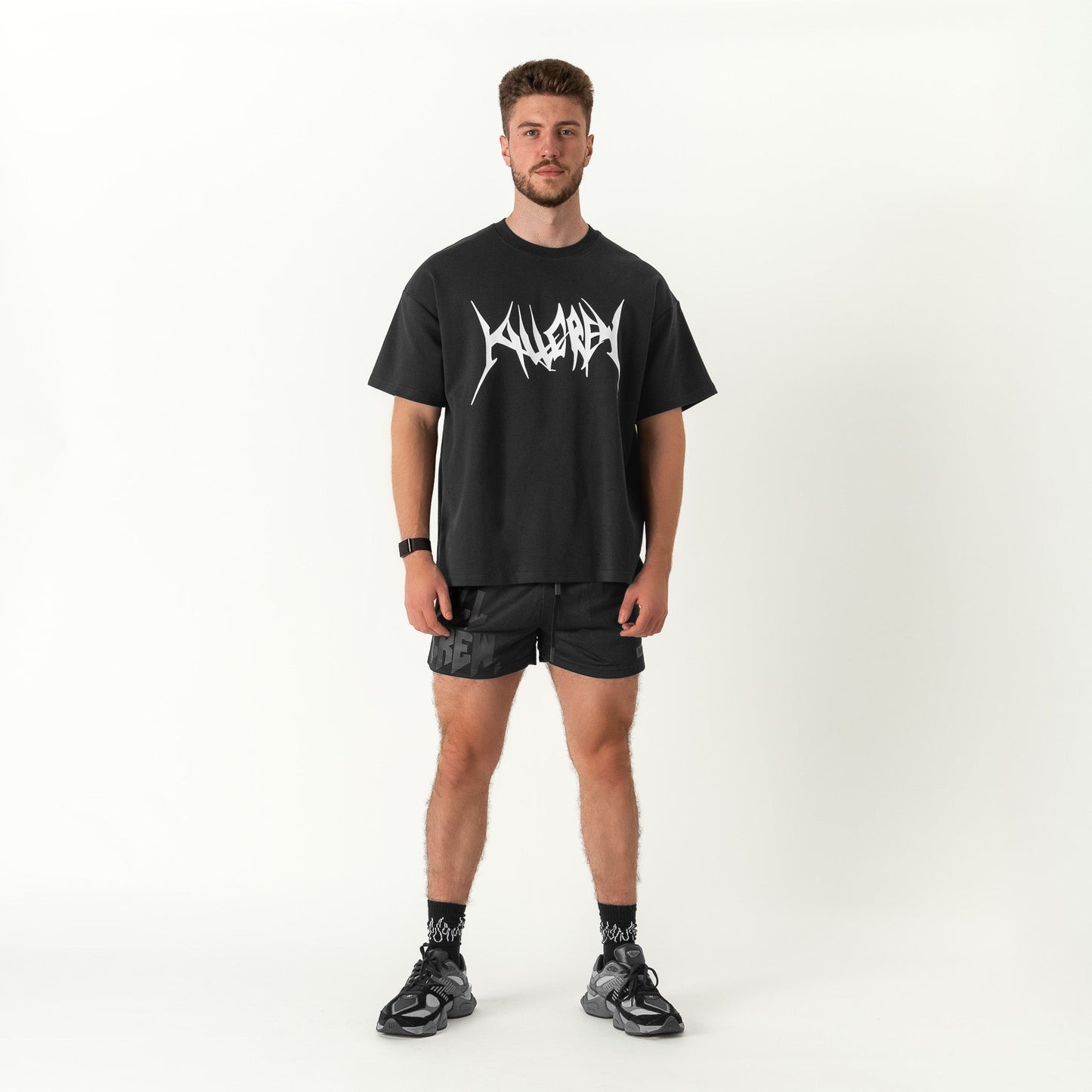 RELAXED FIT NATURAL COTTON "BUILT TO DESTROY" T-SHIRT - BLACK / WHITE