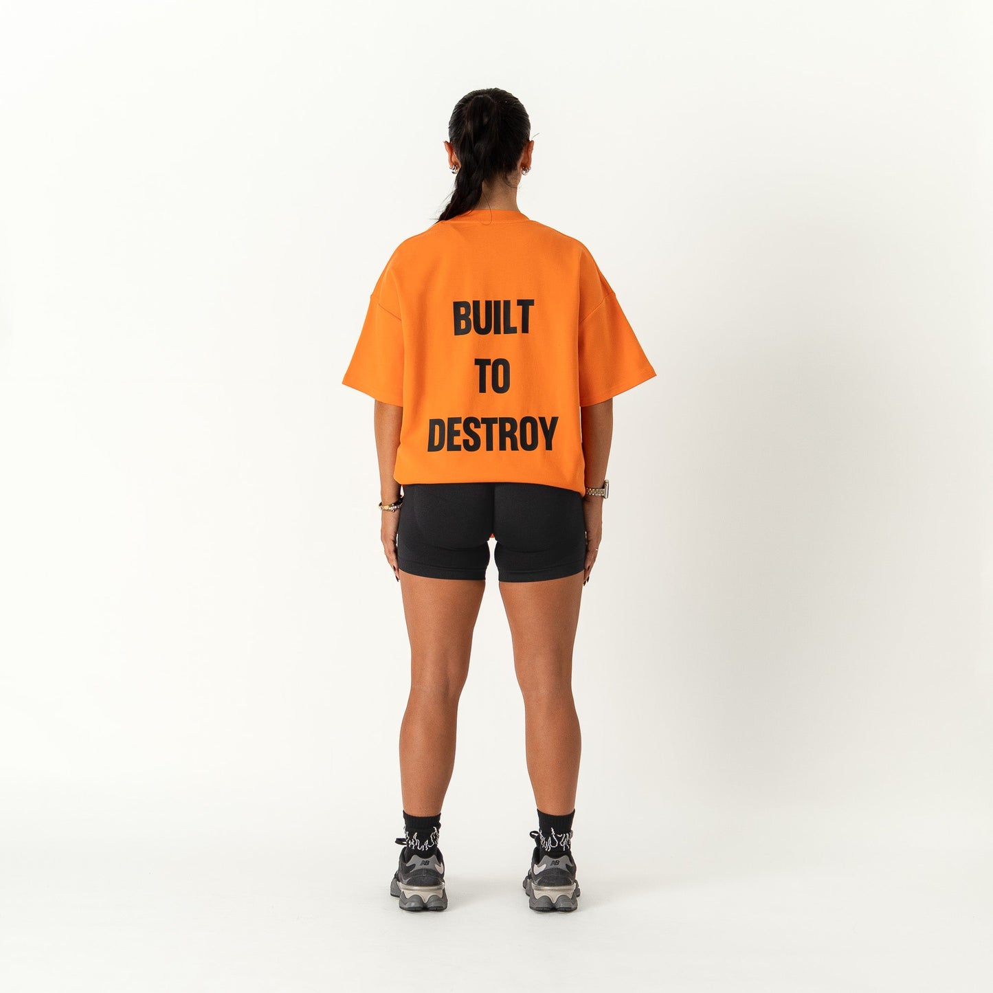 RELAXED FIT NATURAL COTTON "BUILT TO DESTROY" T-SHIRT - ORANGE
