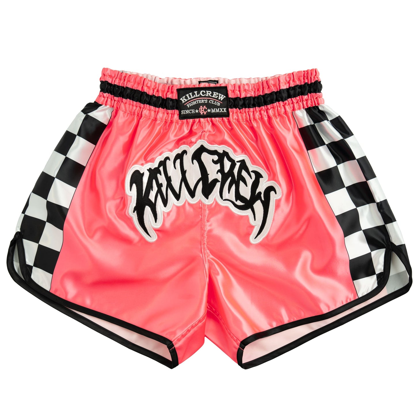CHECKER FIGHT SHORTS - PINK