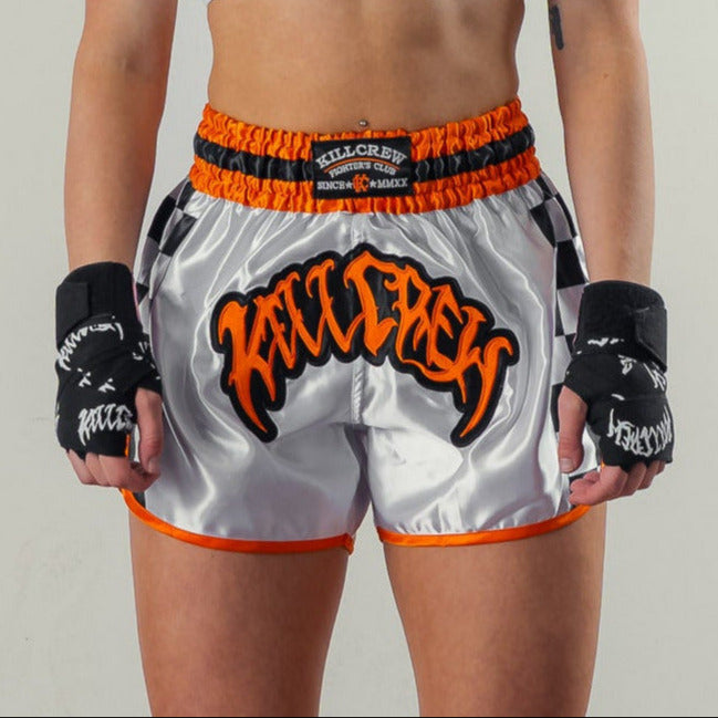 CHECKER FIGHT SHORT - ORANGE