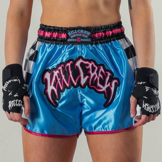 CHECKER FIGHT SHORT - BLUE