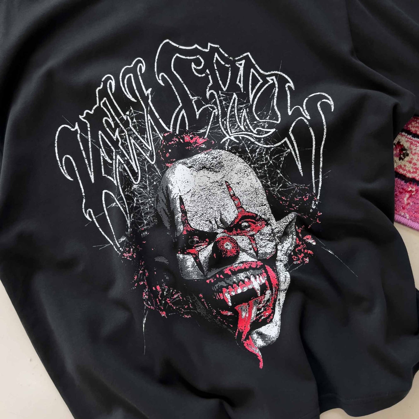 NATURAL COTTON PSYCHOTIC CLOWN T-SHIRT - BLACK