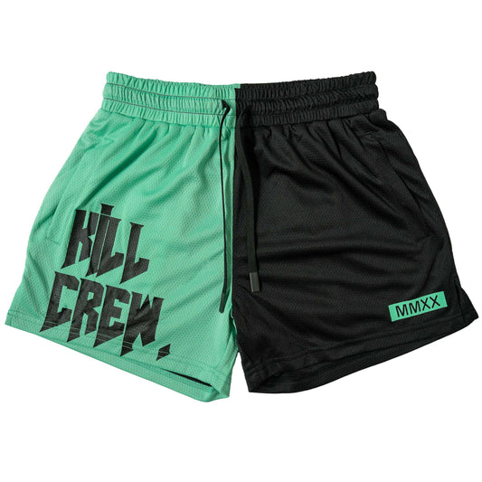MUAY THAI SHORTS (MID THIGH CUT) 2 TONE - MINT / BLACK