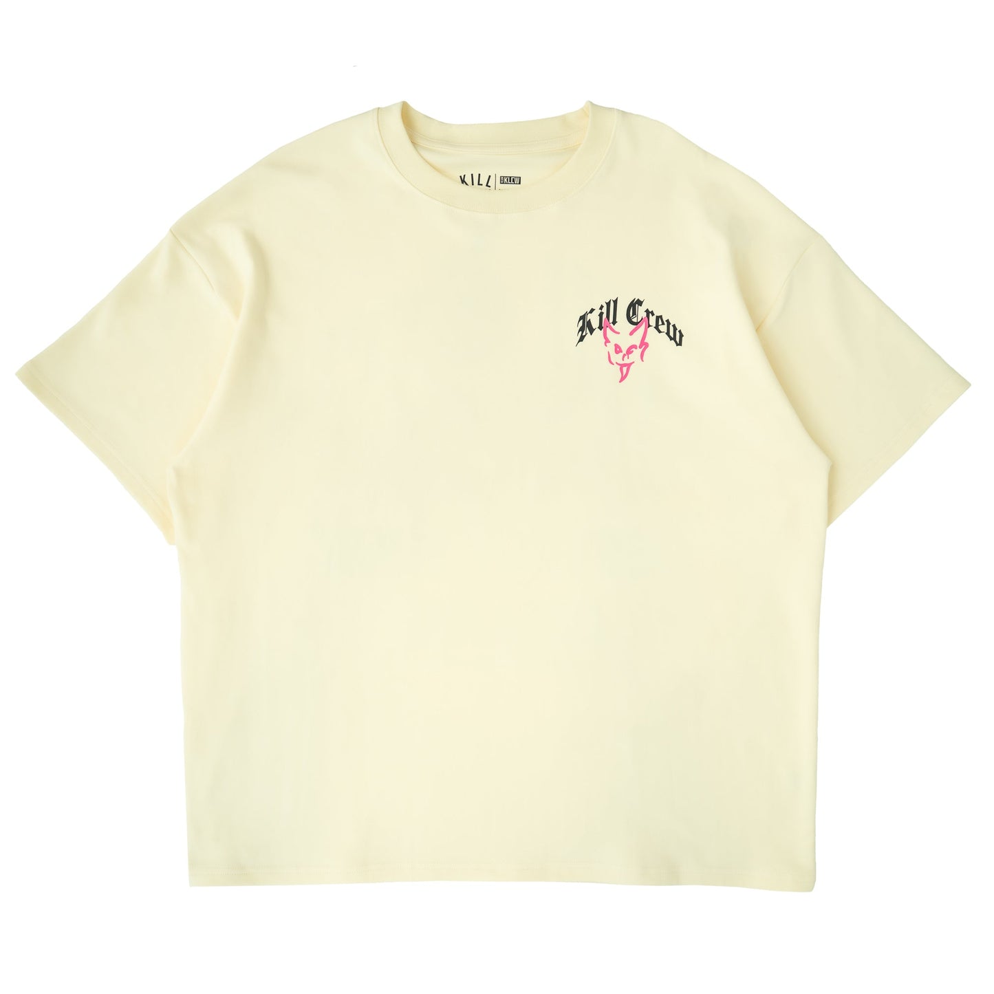 RELAXED FIT NATURAL COTTON "DESTROY" T-SHIRT - CREAM