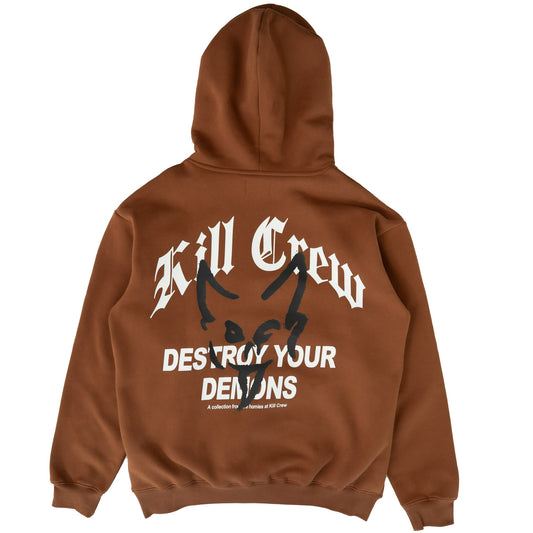 OVERSIZED LUX "DESTROY" HOODIE - BROWN