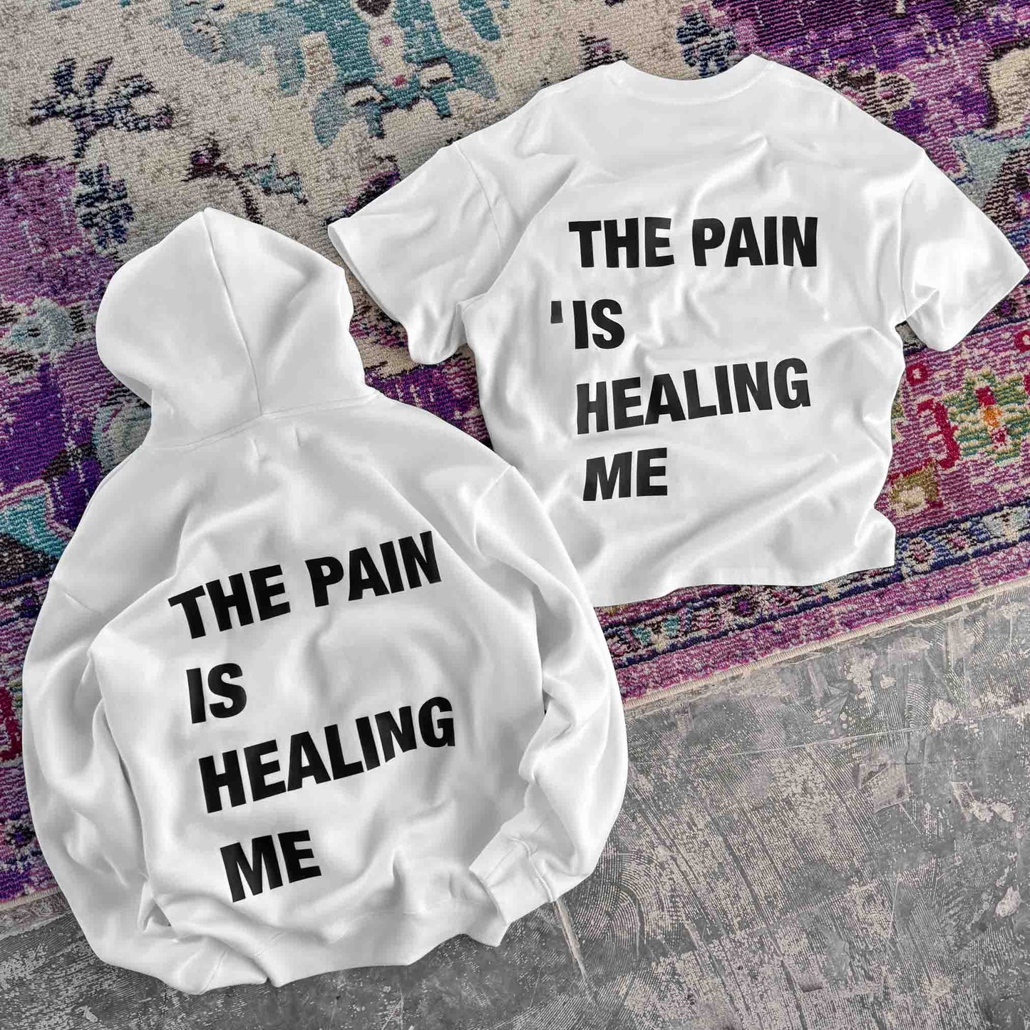 RELAXED FIT NATURAL COTTON "THE PAIN" T-SHIRT - WHITE