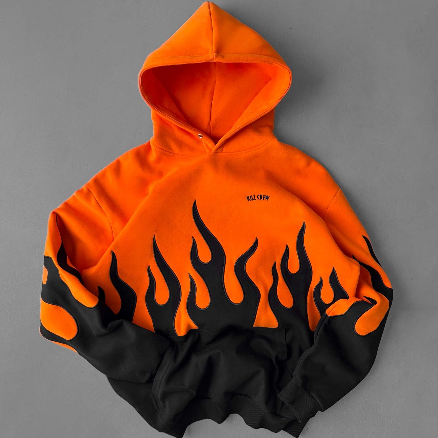 OVERSIZED PREMIUM HEATER HOODIE - ORANGE / BLACK