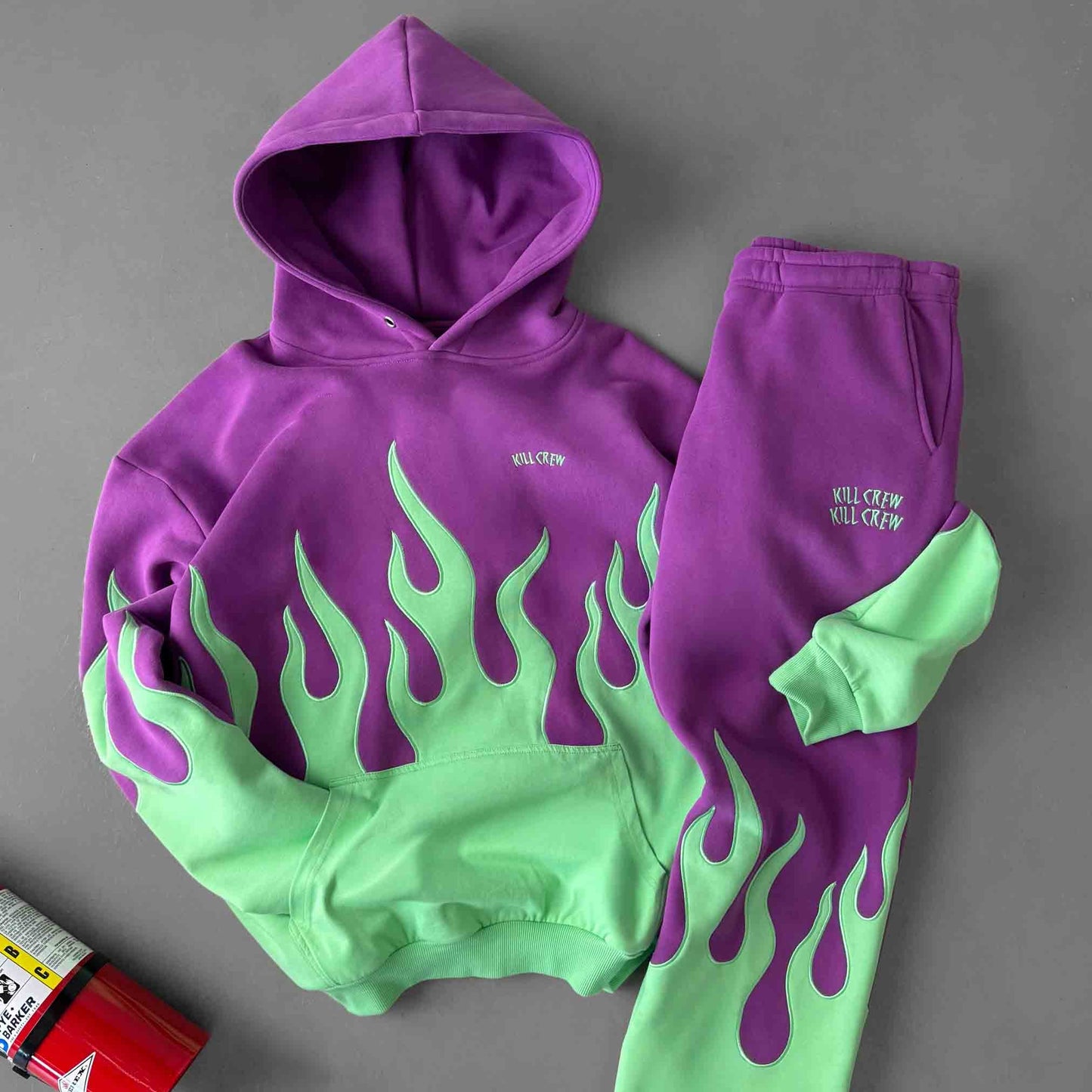 OVERSIZED PREMIUM HEATER HOODIE - PURPLE / GREEN