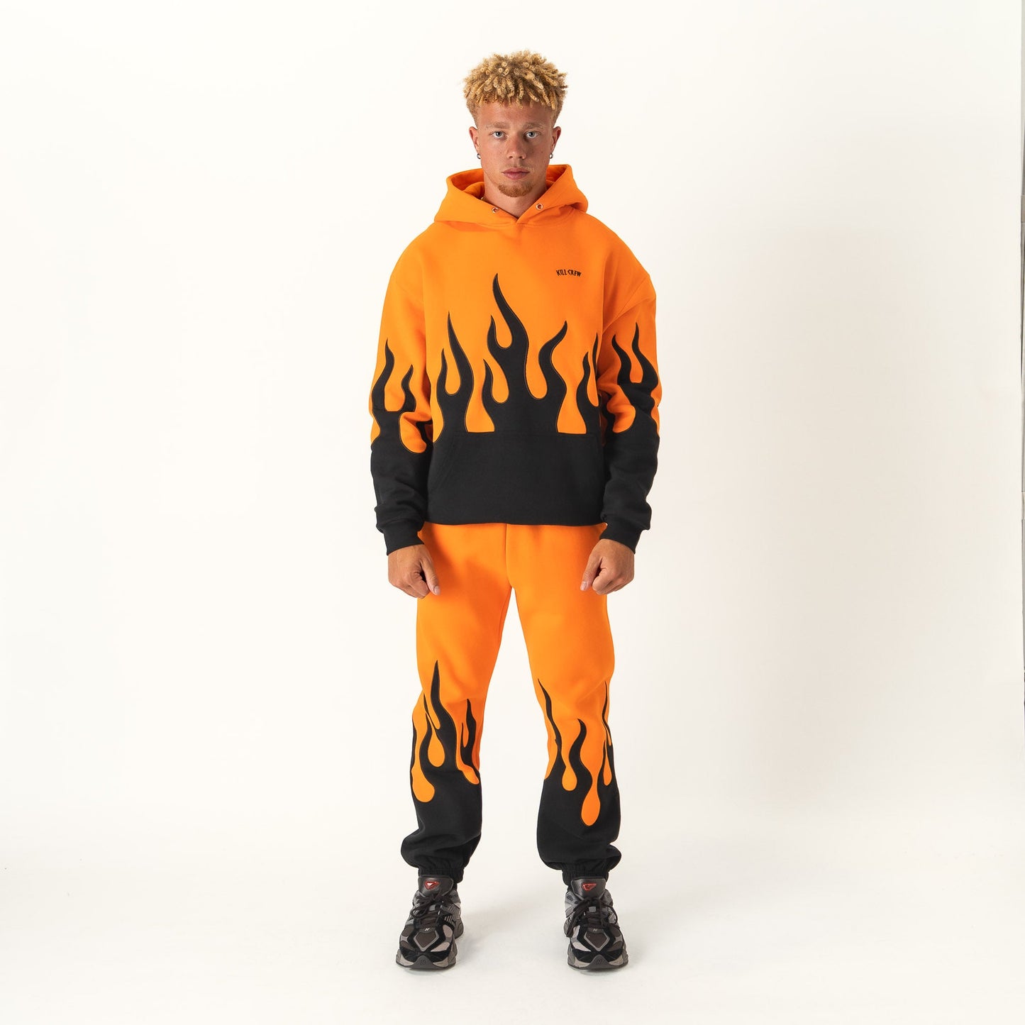 OVERSIZED PREMIUM HEATER HOODIE - ORANGE / BLACK