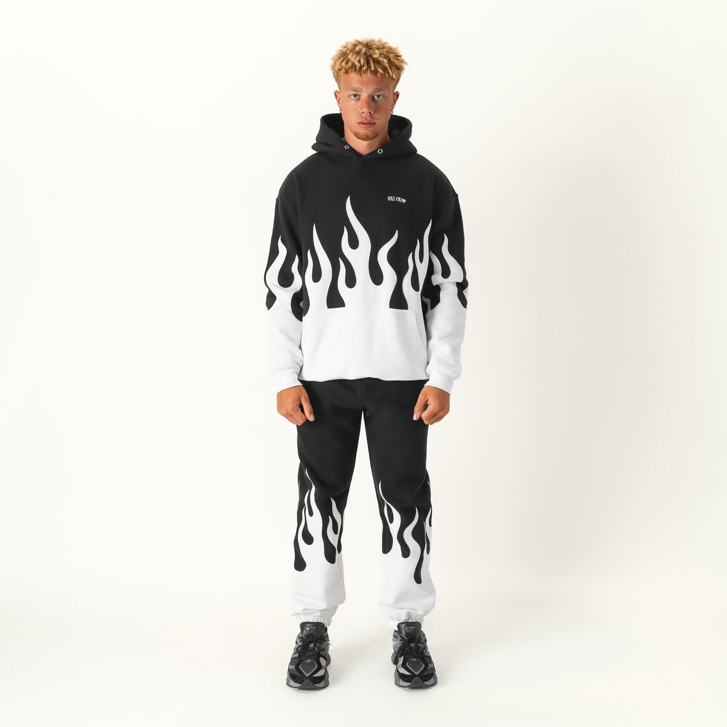 OVERSIZED PREMIUM HEATER HOODIE - BLACK / WHITE