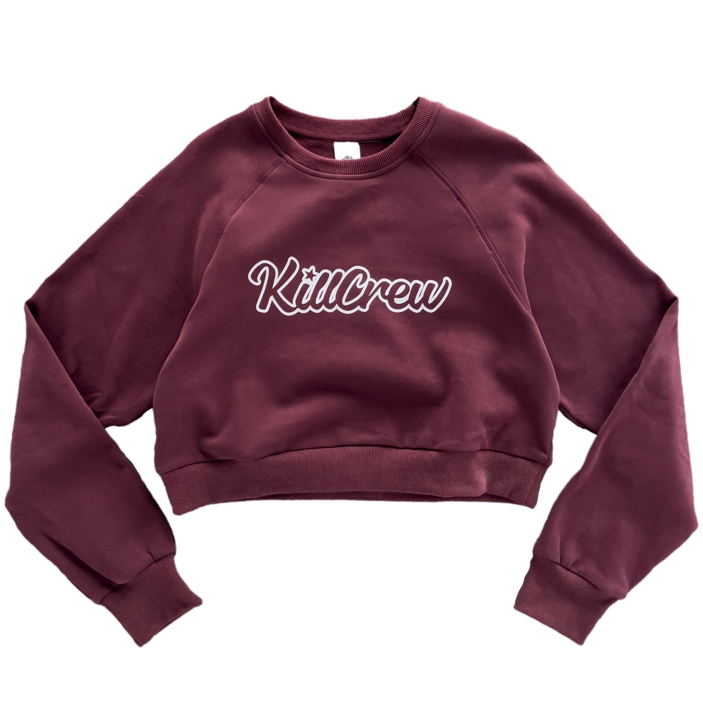 SCRIPT CROP CREW NECK - MAROON