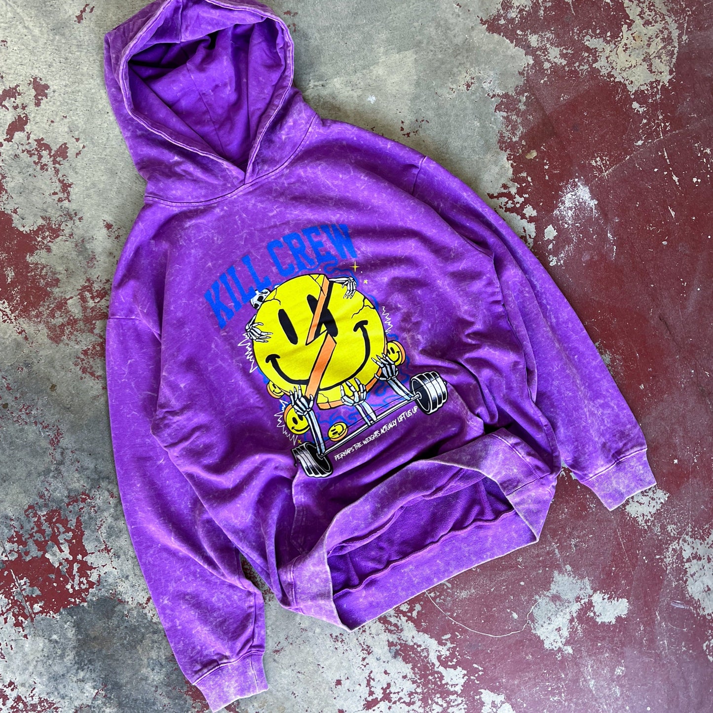 OVERSIZED LUX "WEIGHTS LIFT US UP" HOODIE - PURPLE