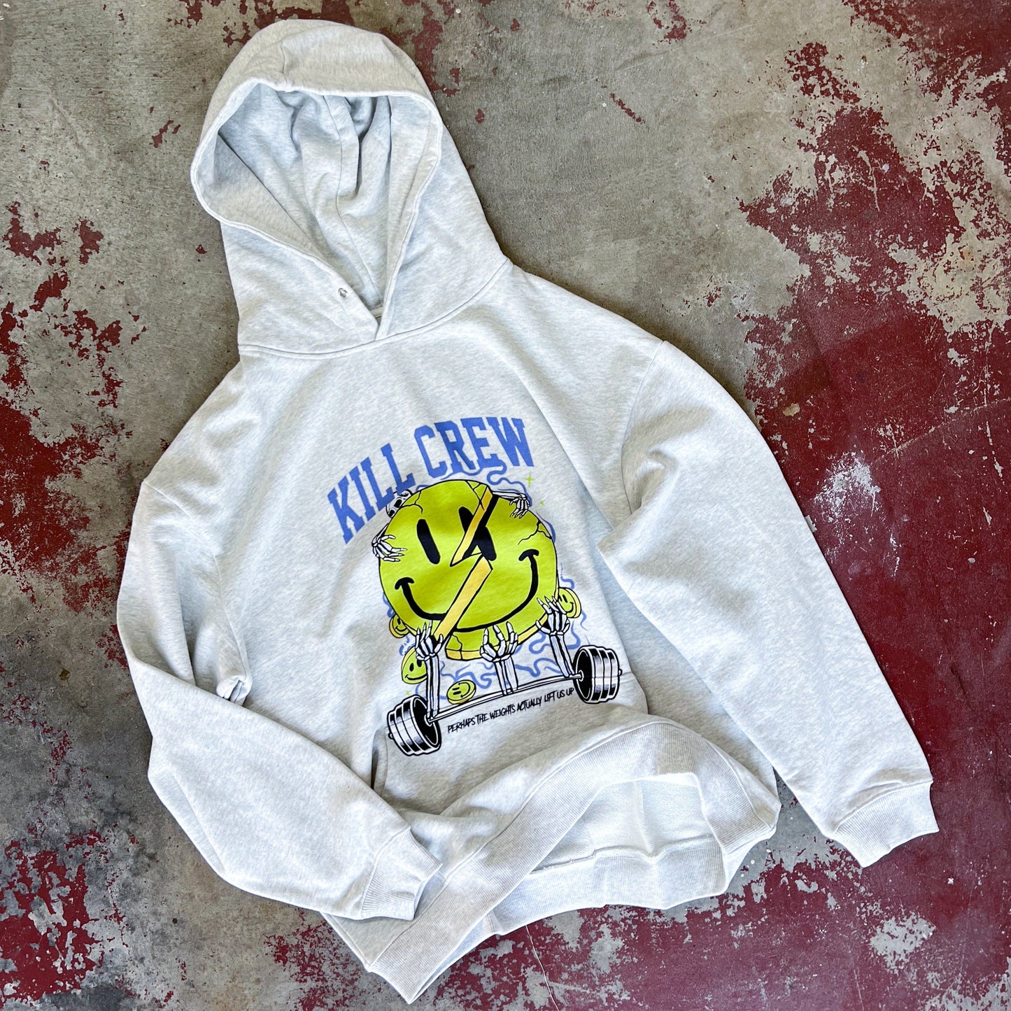 OVERSIZED LUX "WEIGHTS LIFT US UP" HOODIE - GREY