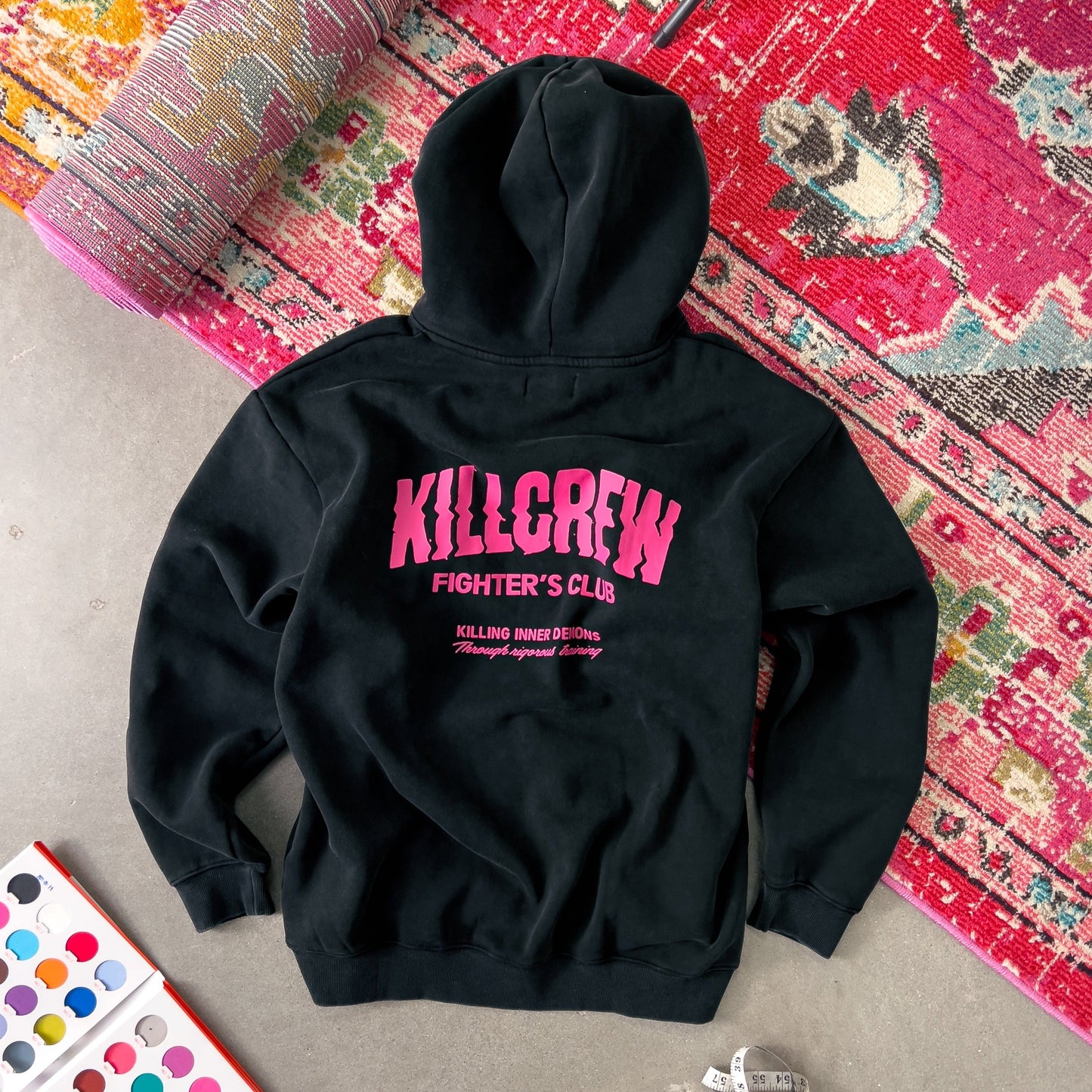 OVERSIZED LUX RIGOROUS TRAINING HOODIE - BLACK / PINK