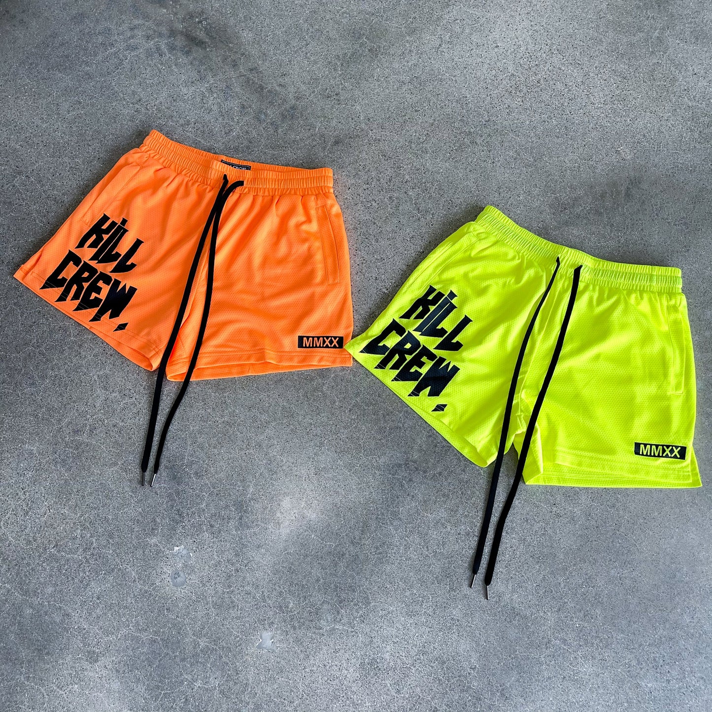 MUAY THAI SHORTS (MID THIGH CUT) - NEON ORANGE