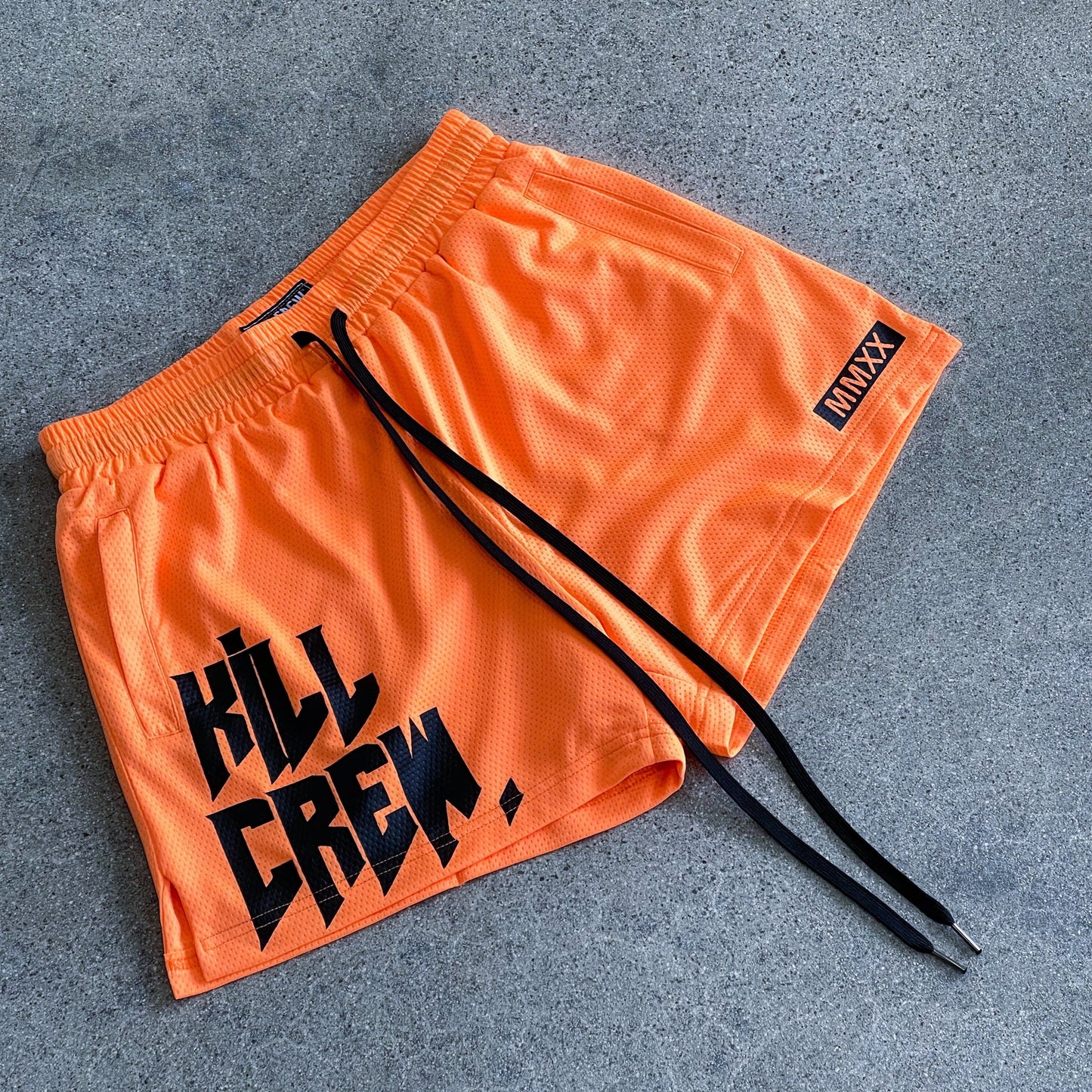 MUAY THAI SHORTS (MID THIGH CUT) - NEON ORANGE