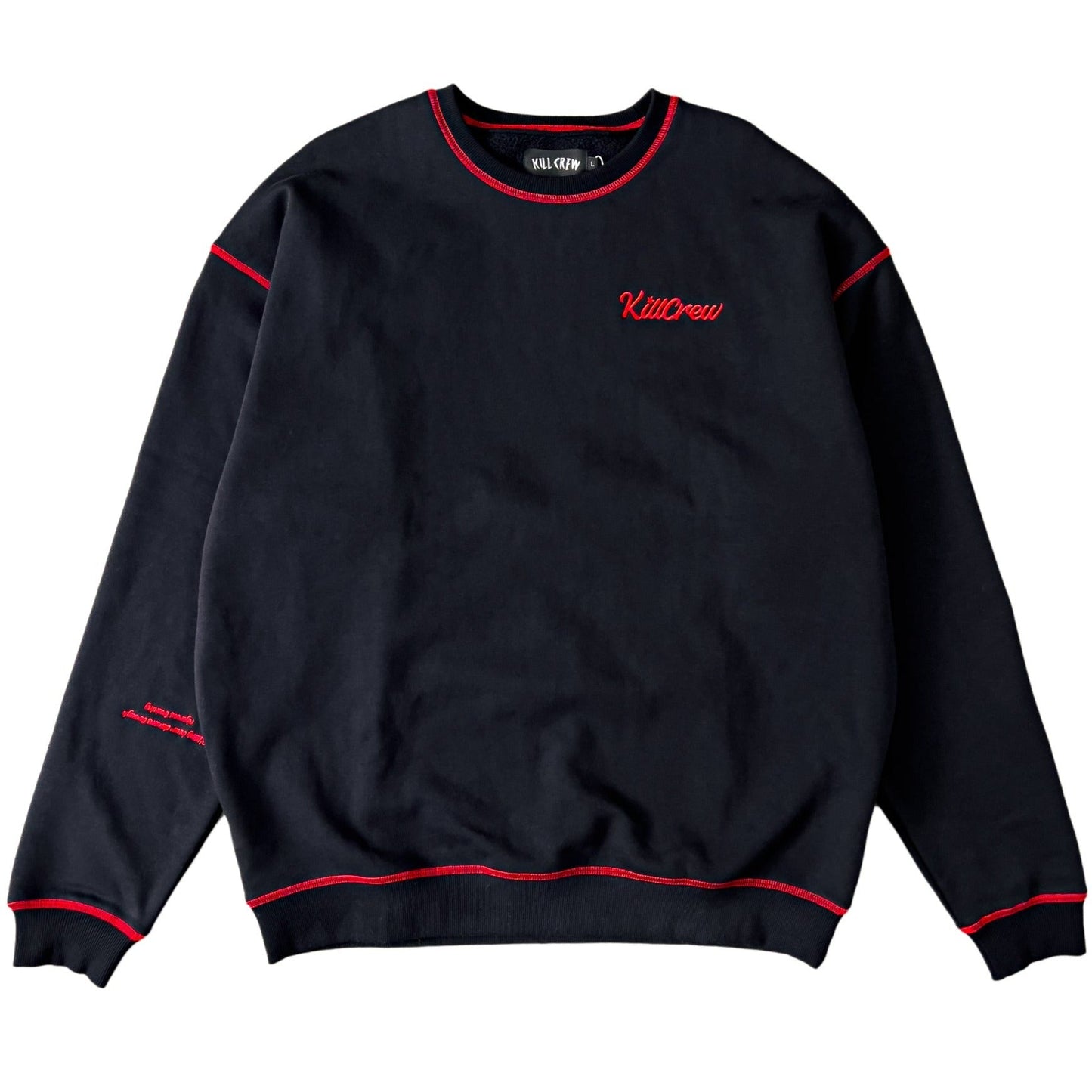 OVERSIZED LUX OUTSEAM CREW NECK - BLACK / RED